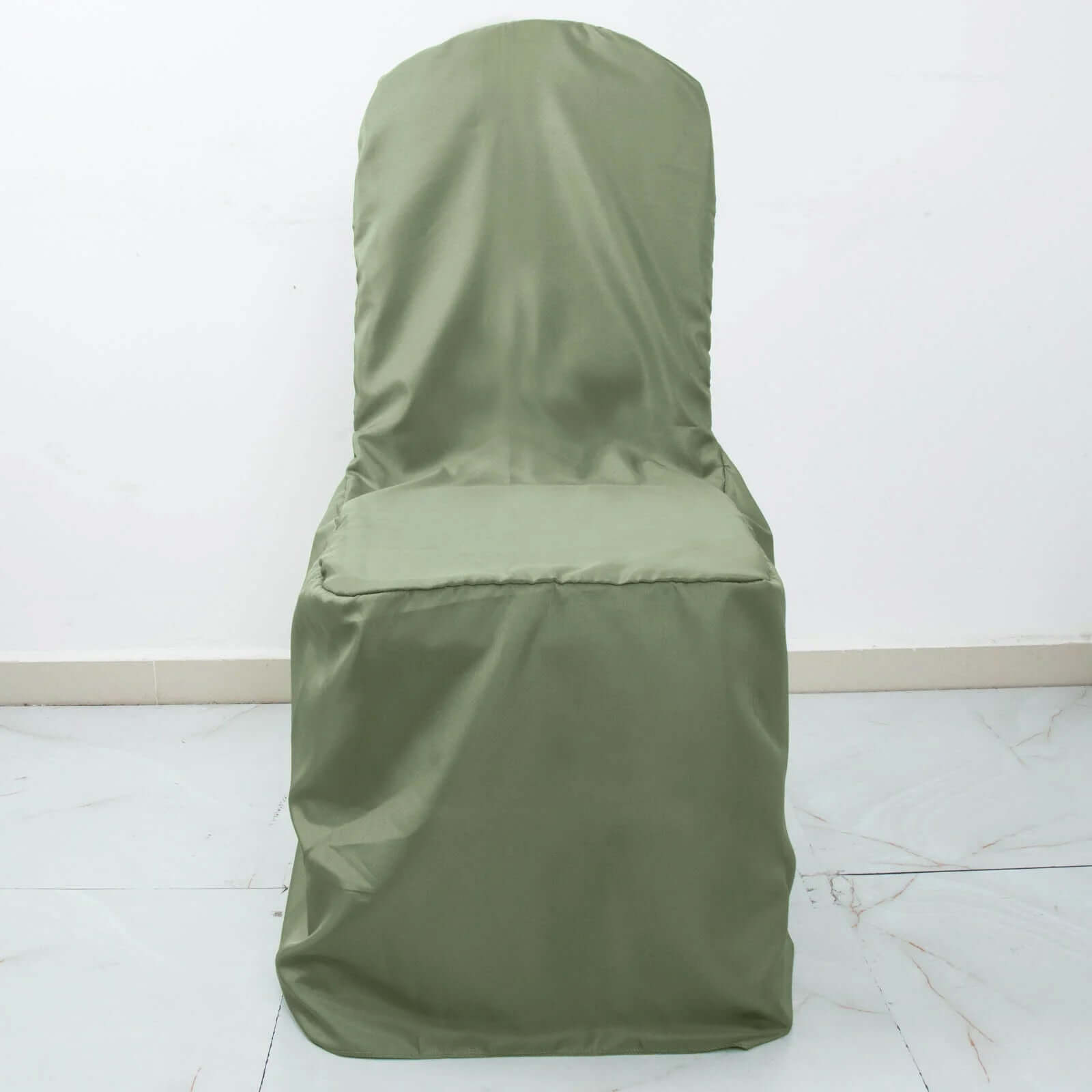 10-Piece Stain-Resistant Polyester Slip-On Chair Covers in Dusty Sage Green for Banquets