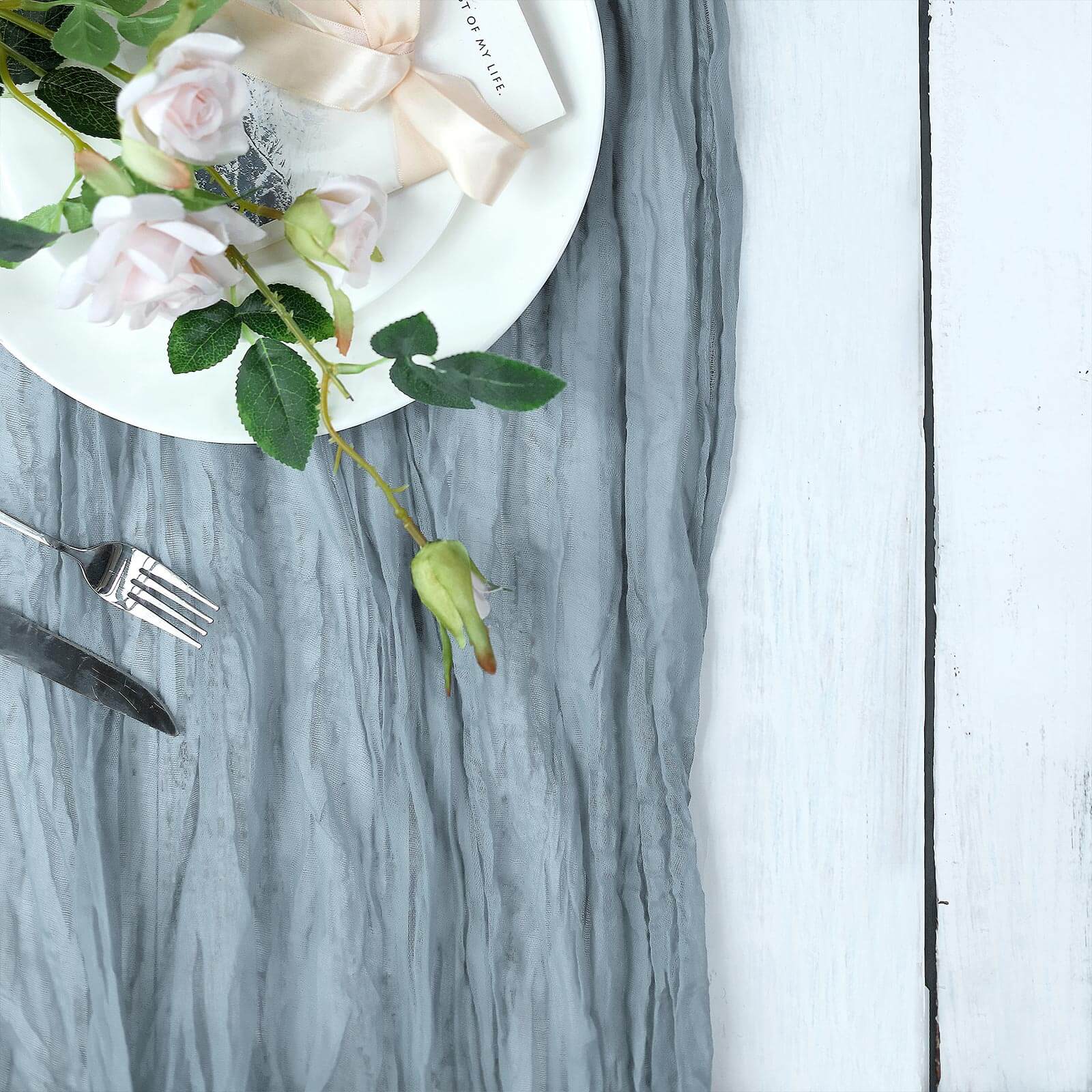 Special Offer! Rustic Boho Style Dusty Blue Gauze Cheesecloth 10ft Table Runner