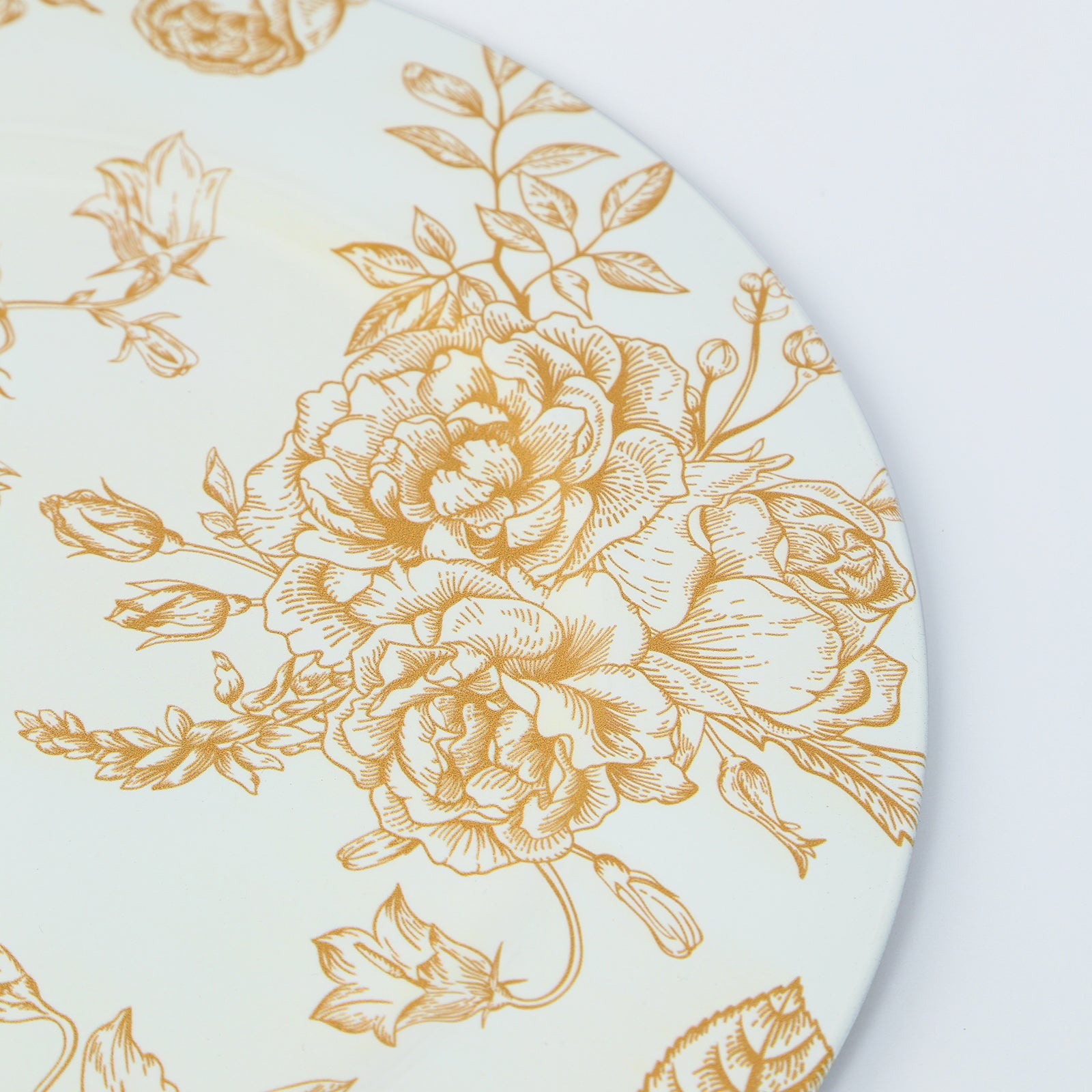 Hot Sale! 6-Pack 13-Inch White Acrylic Round Charger Plates with Gold Floral French Toile Pattern