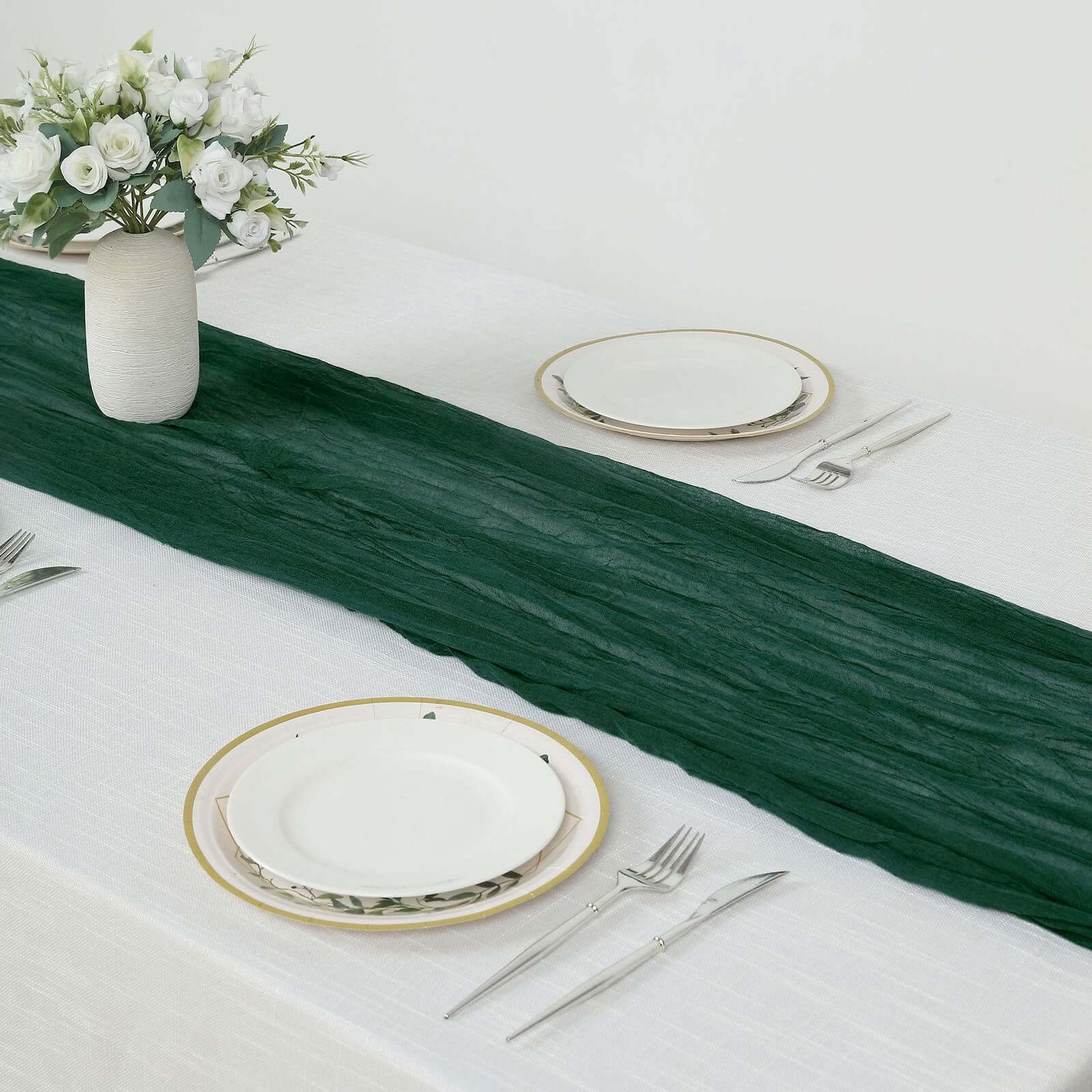 Hot Sale! 10ft Hunter Emerald Green Gauze Cheesecloth Table Runner - Rustic Boho Style