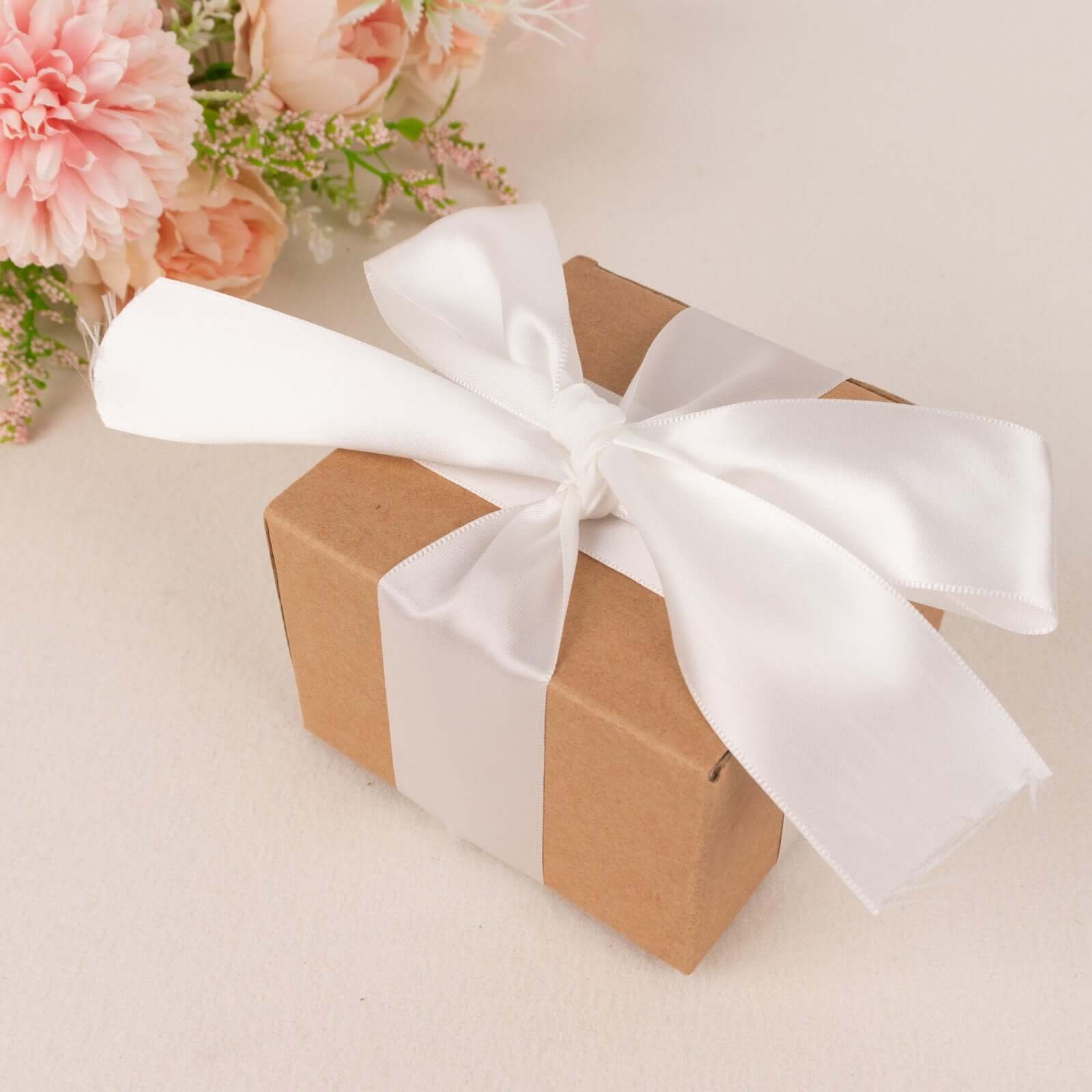 Amazing 50 Yards 1.5-Inch White Single-Face Decorative Polyester Satin Ribbon for Various Occasions
