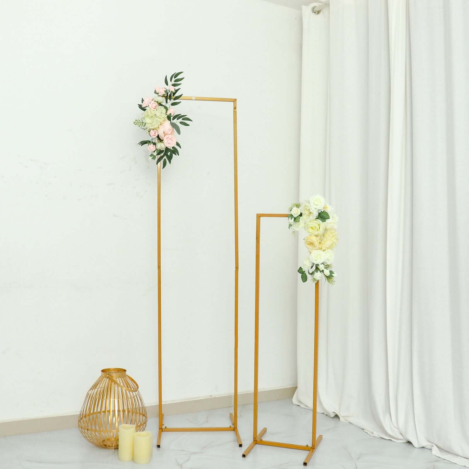 Discount! 4.5ft Slim Gold Metal Rectangular Wedding Arch Backdrop Stand for Floral Display