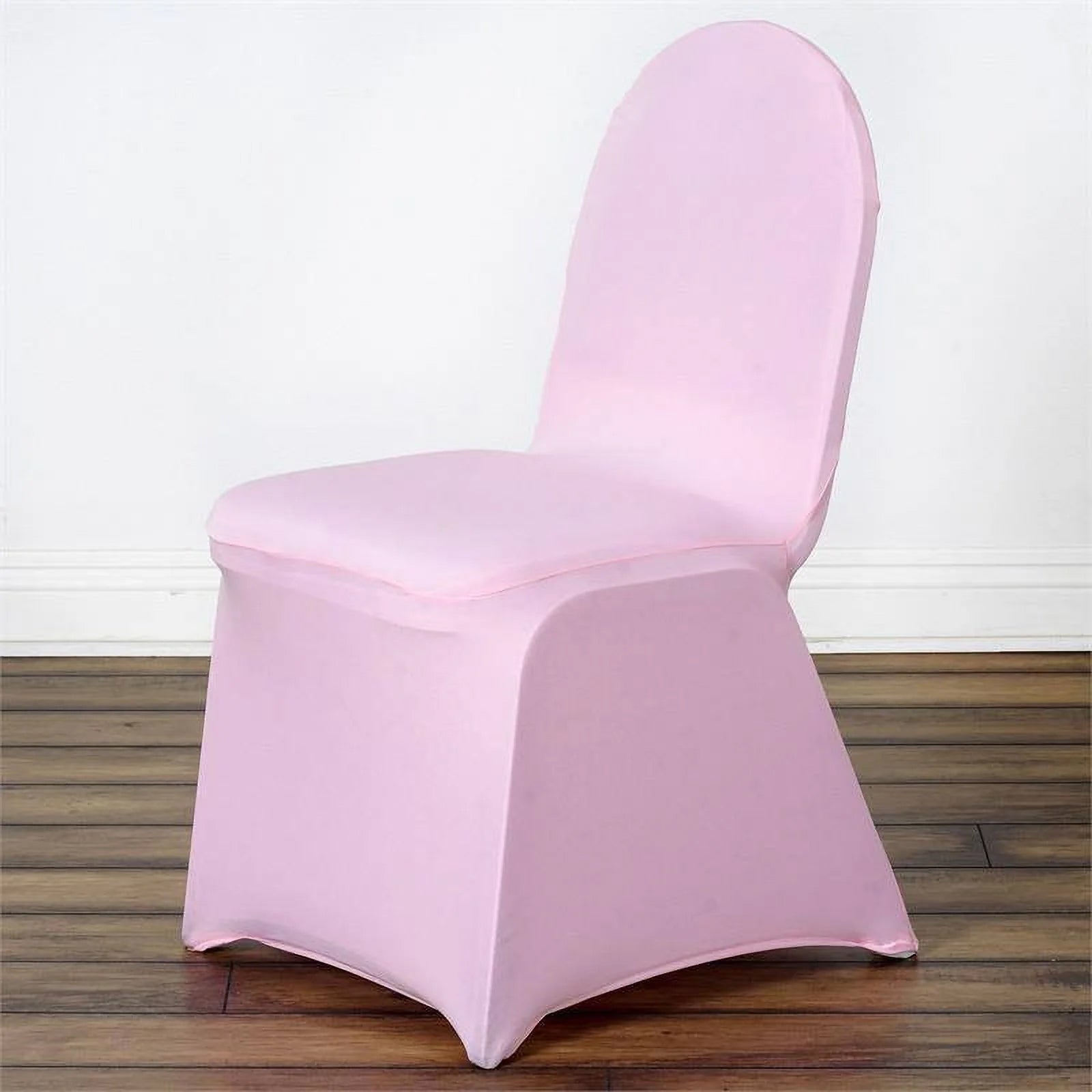 10-Piece Set of Pink Durable Reusable Spandex Slip-On Covers for Banquet Chairs