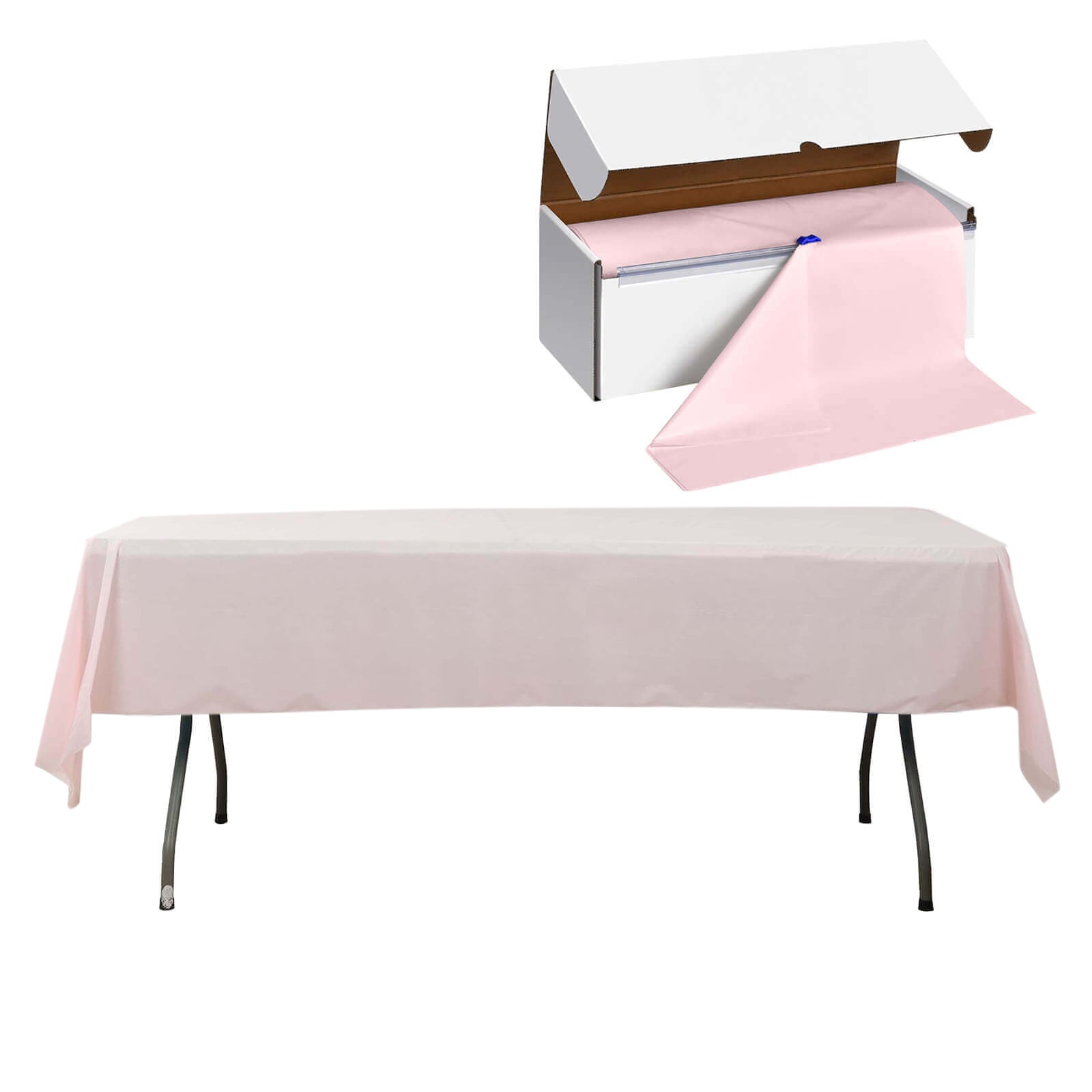 Customizable Blush Plastic Table Cover Roll with Slide Cutter - High - Quality & Durable, 54x300ft