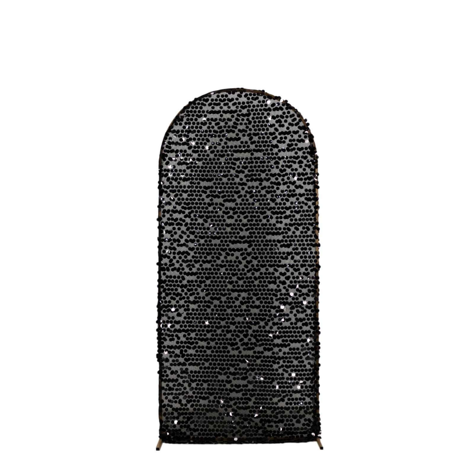Hot! 6ft Sparkly Black Sequin Fitted Cover for Round Top Wedding Arch