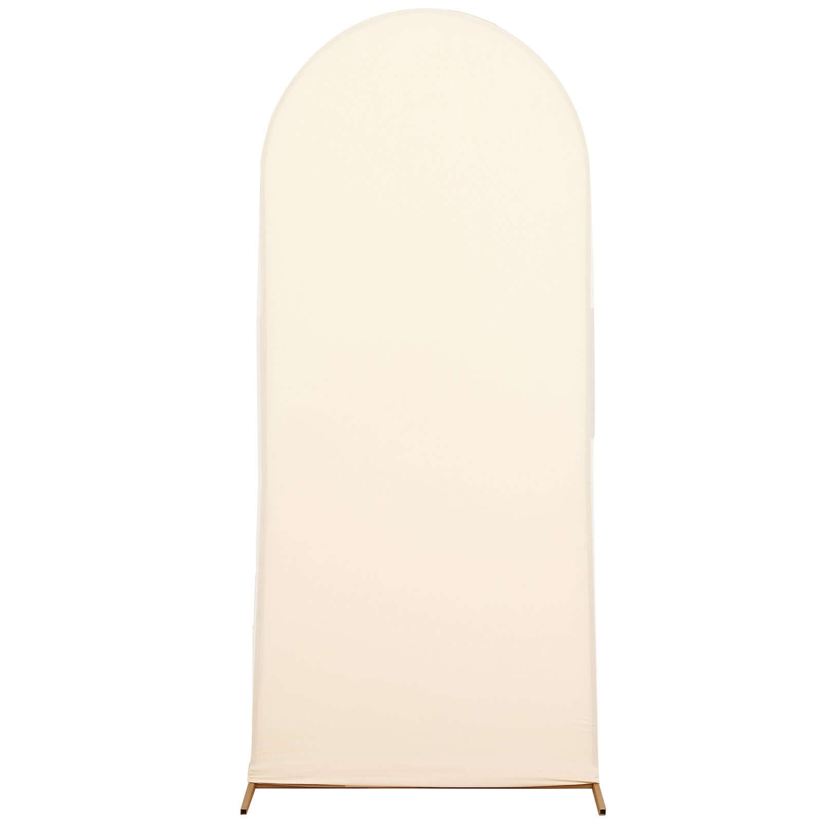 5ft Double-Sided Matte Beige Spandex Fitted Cover for Round Top Wedding Arch Stand