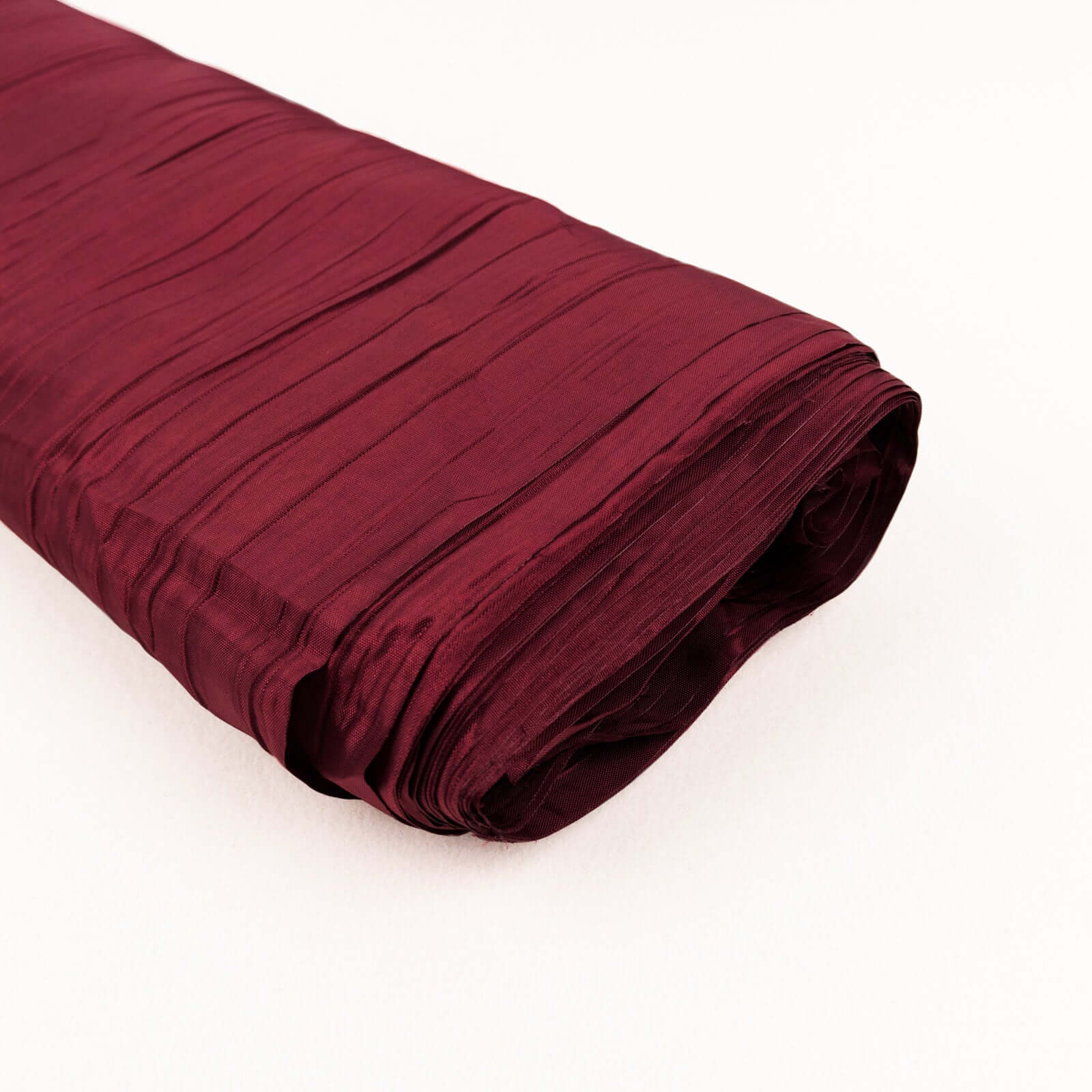 Premium Burgundy Accordion Crinkle Taffeta Fabric Bolt - 54 Inches Wide, 10 Yards Long