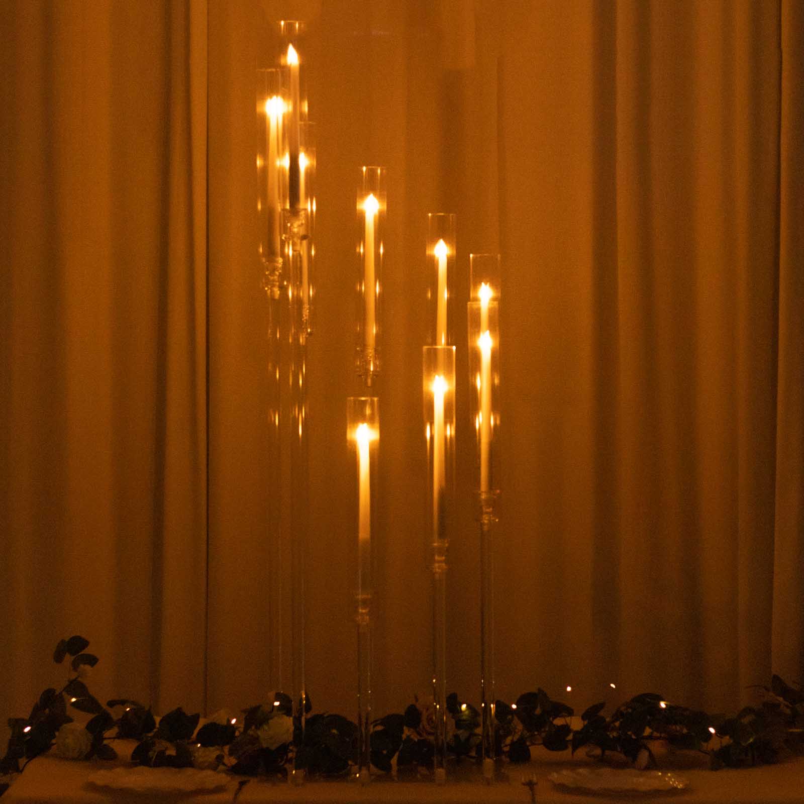 4ft Clear 9-Arm Cluster Acrylic Candelabra with Square Base - Elegant Table Centerpiece for Pillar Candles