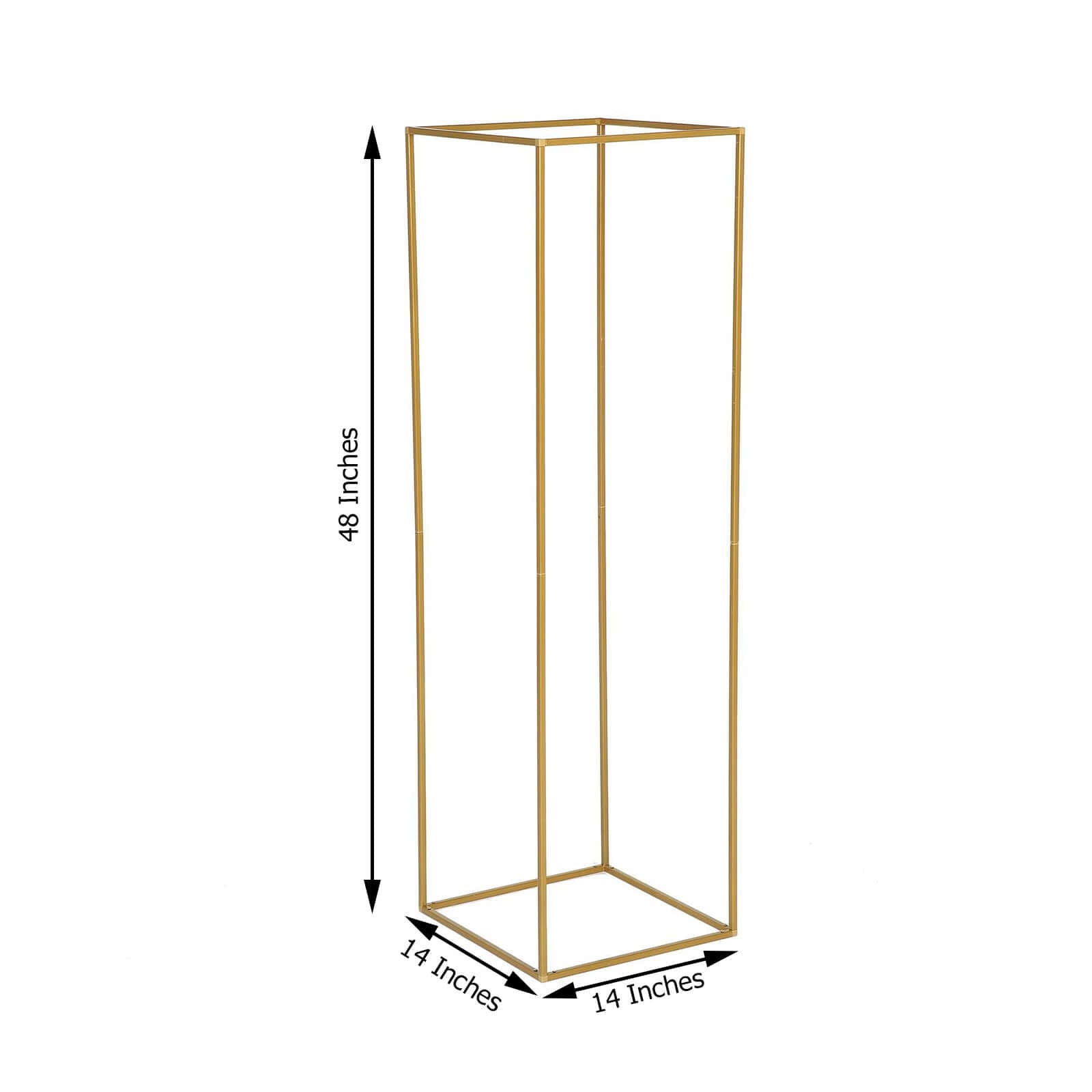 Hot Deal! 2-Pack Matte Gold Metal Rectangular Geometric Column Flower Stands for Upscale Floral Arrangements