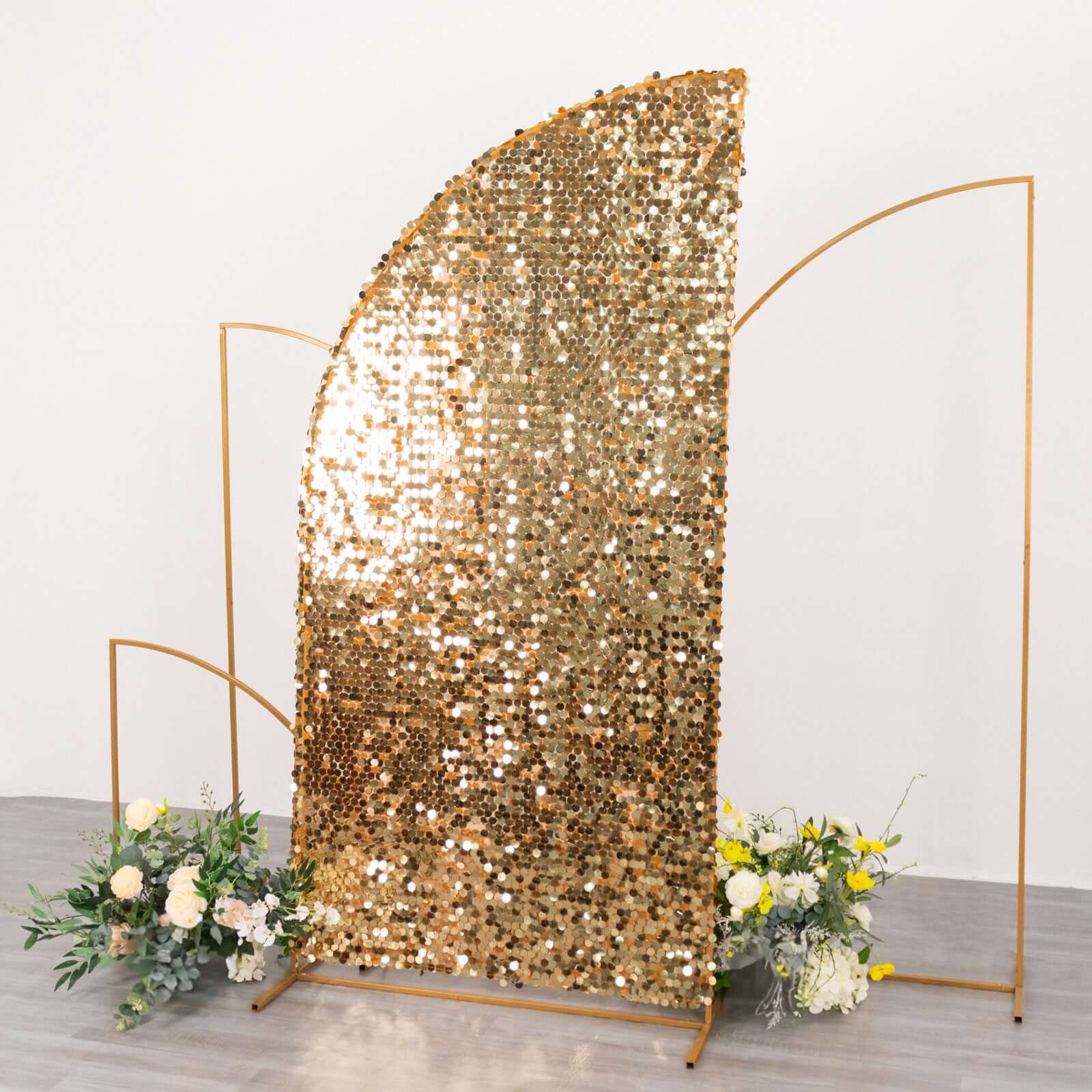 7ft Gold Double-Sided Payette Sequin Chiara Wedding Arch Cover for Half Moon Backdrop Stand - Great Deal!