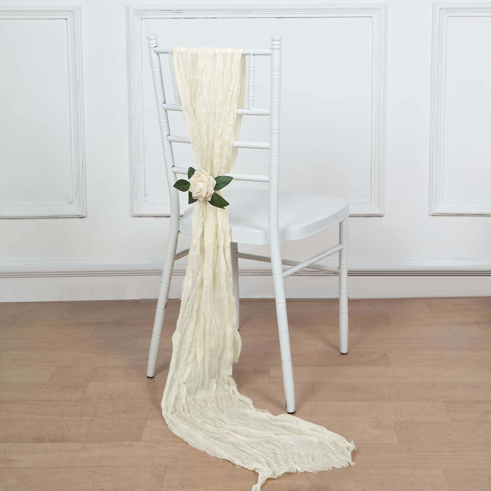 5-Pack Cream Cheesecloth Chair Sashes - Perfect Boho Decor for Events