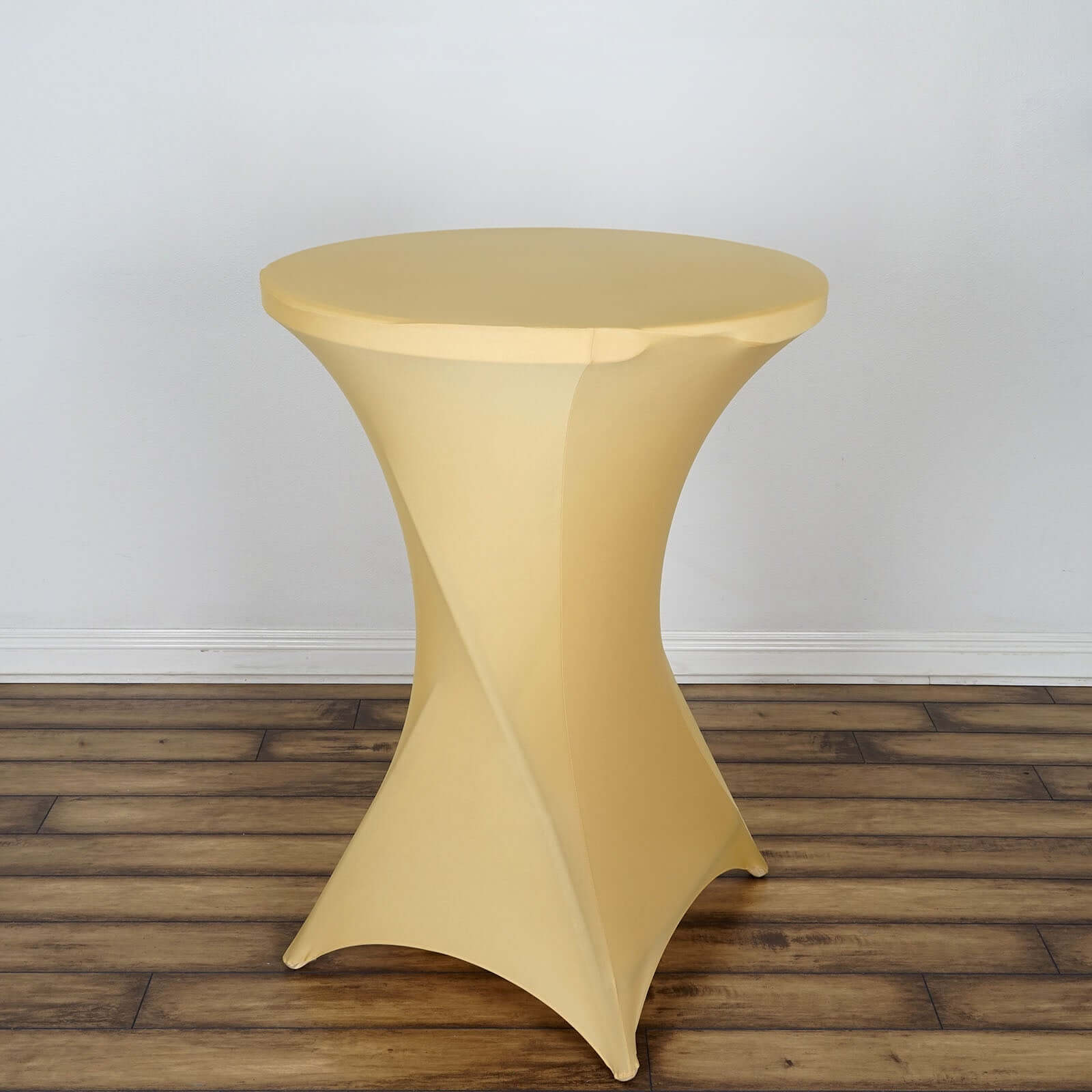 Champagne Stretch Spandex Fitted Cocktail Table Cover for 24 - 32 Inch Tables