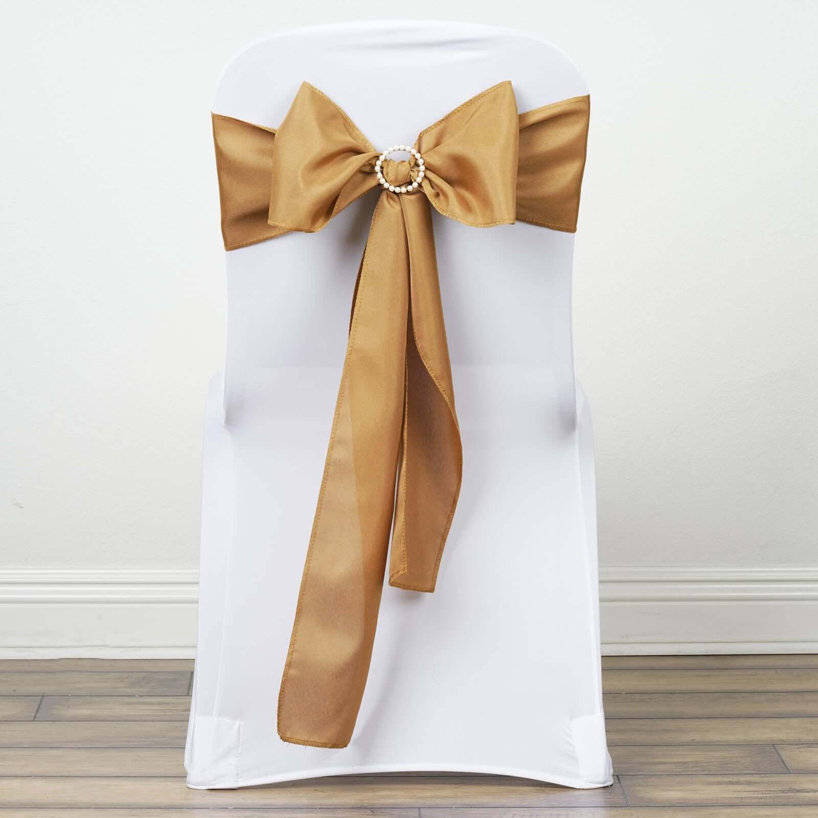 5 - Piece Gold Polyester Chair Sashes for Elegant Special Occasions