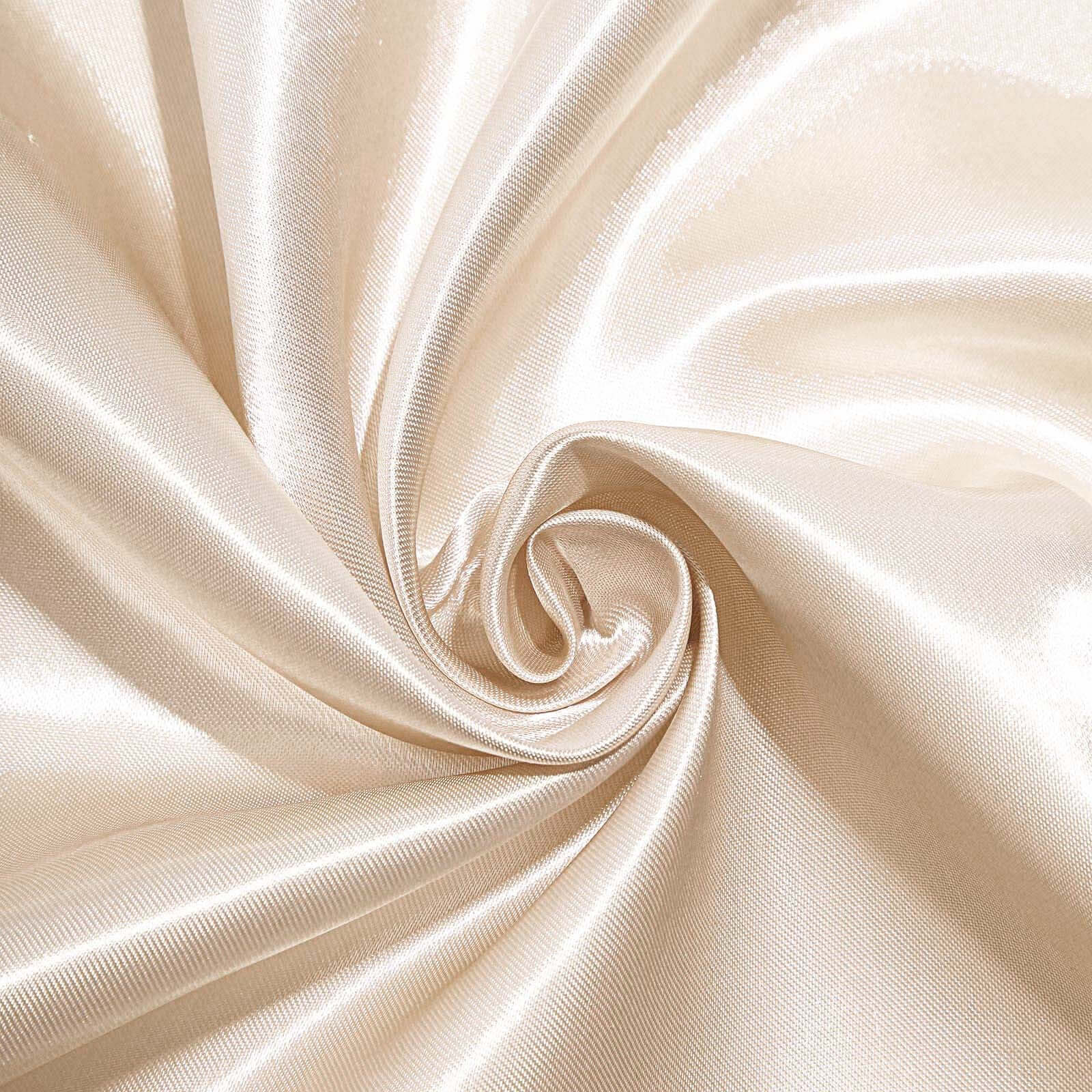 Beige Satin 90-Inch Round Tablecloth - Smooth, Lustrous & Resistant
