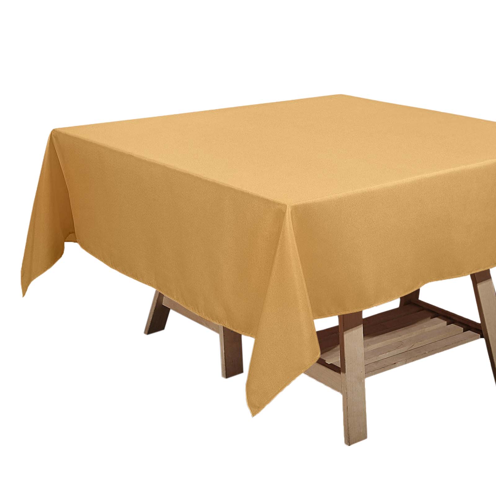 Durable Gold 70x70 Polyester Square Tablecloth - Wrinkle-Free