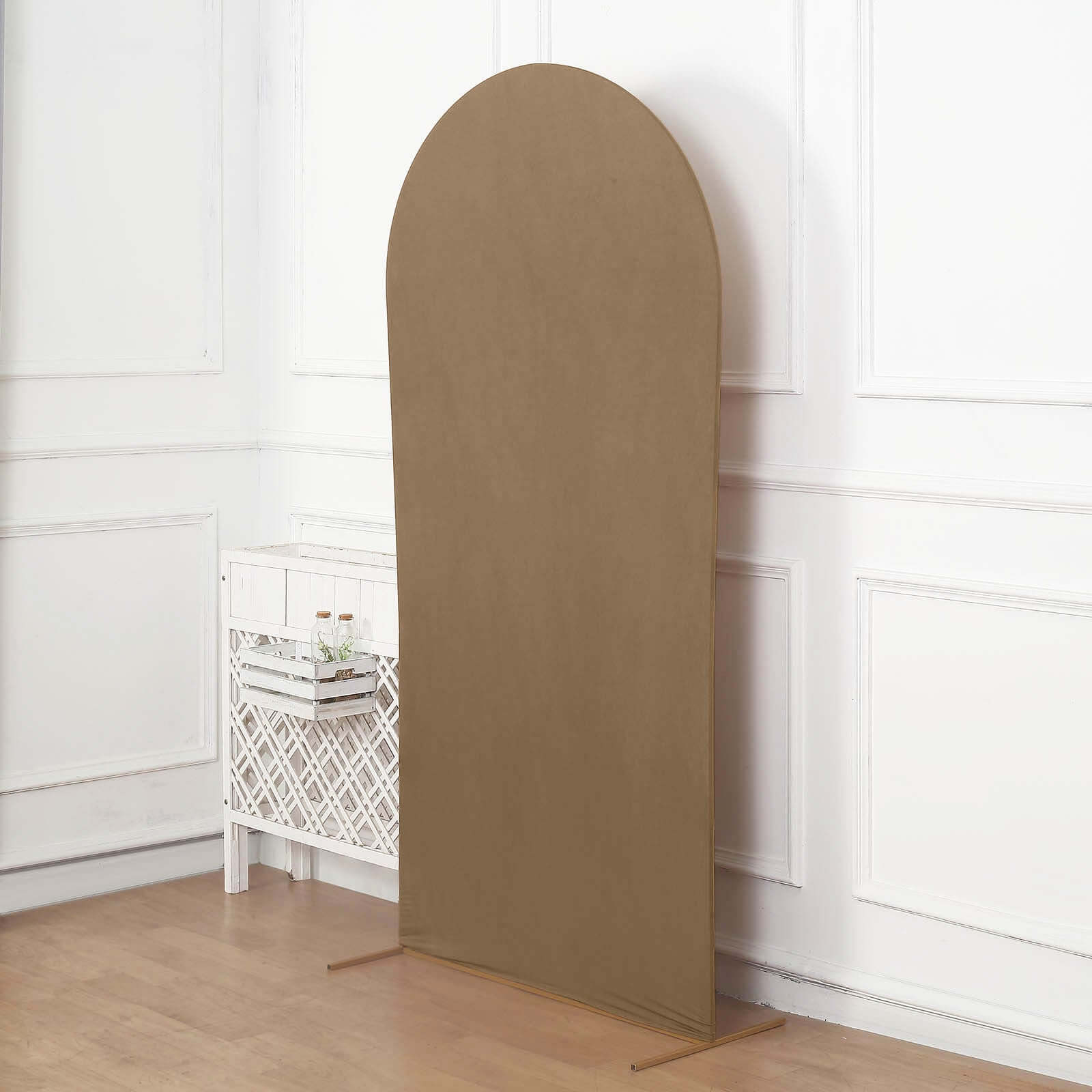 Hot Sale! 7ft Matte Taupe Spandex Fitted Cover for Round Top Wedding Arch Backdrop Stand