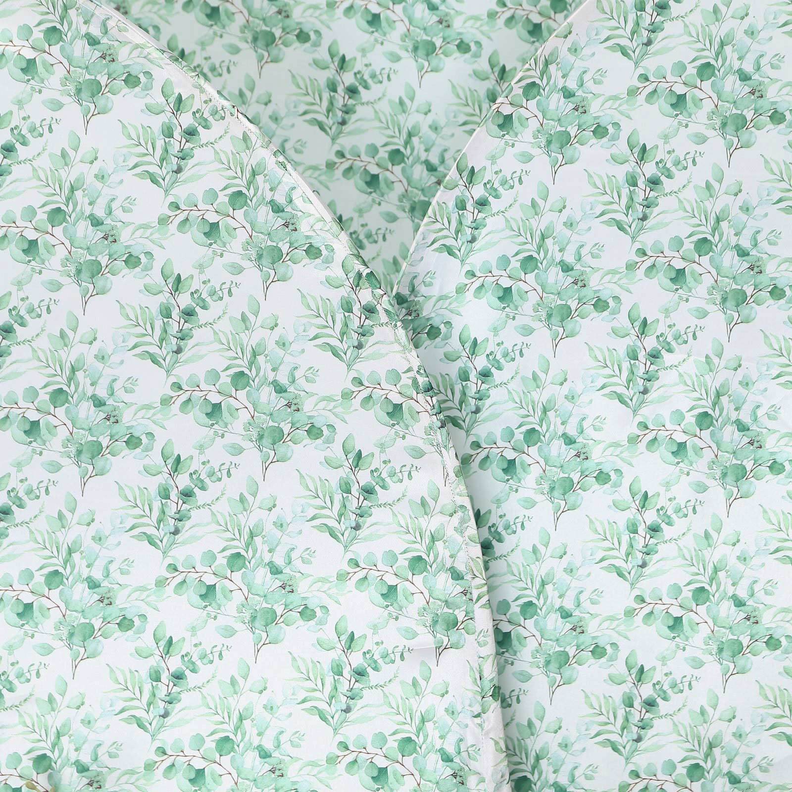 Exclusive Set of 3 Satin Wedding Arch Covers with Eucalyptus Leaves Print - 5ft, 6ft, 7ft