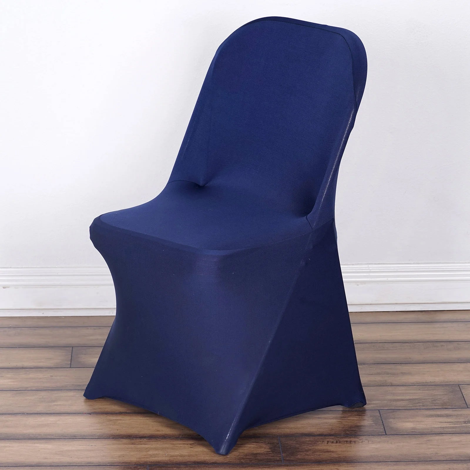 10-Piece Navy Blue Stretch Spandex Slipcovers for Folding Chairs - Durable 160GSM