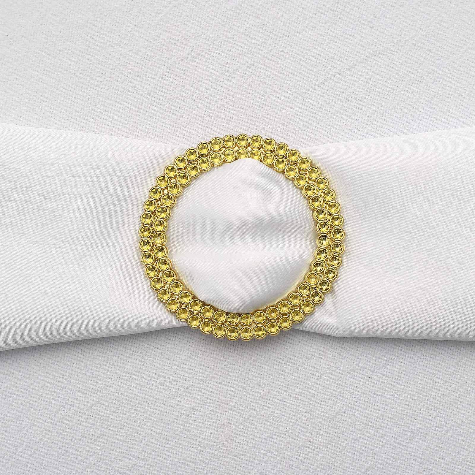 20-Pack Gold Diamond Round Chair Sash Band Buckle Pins - Stunning Rhinestone Napkin Rings for Weddings & Gatherings