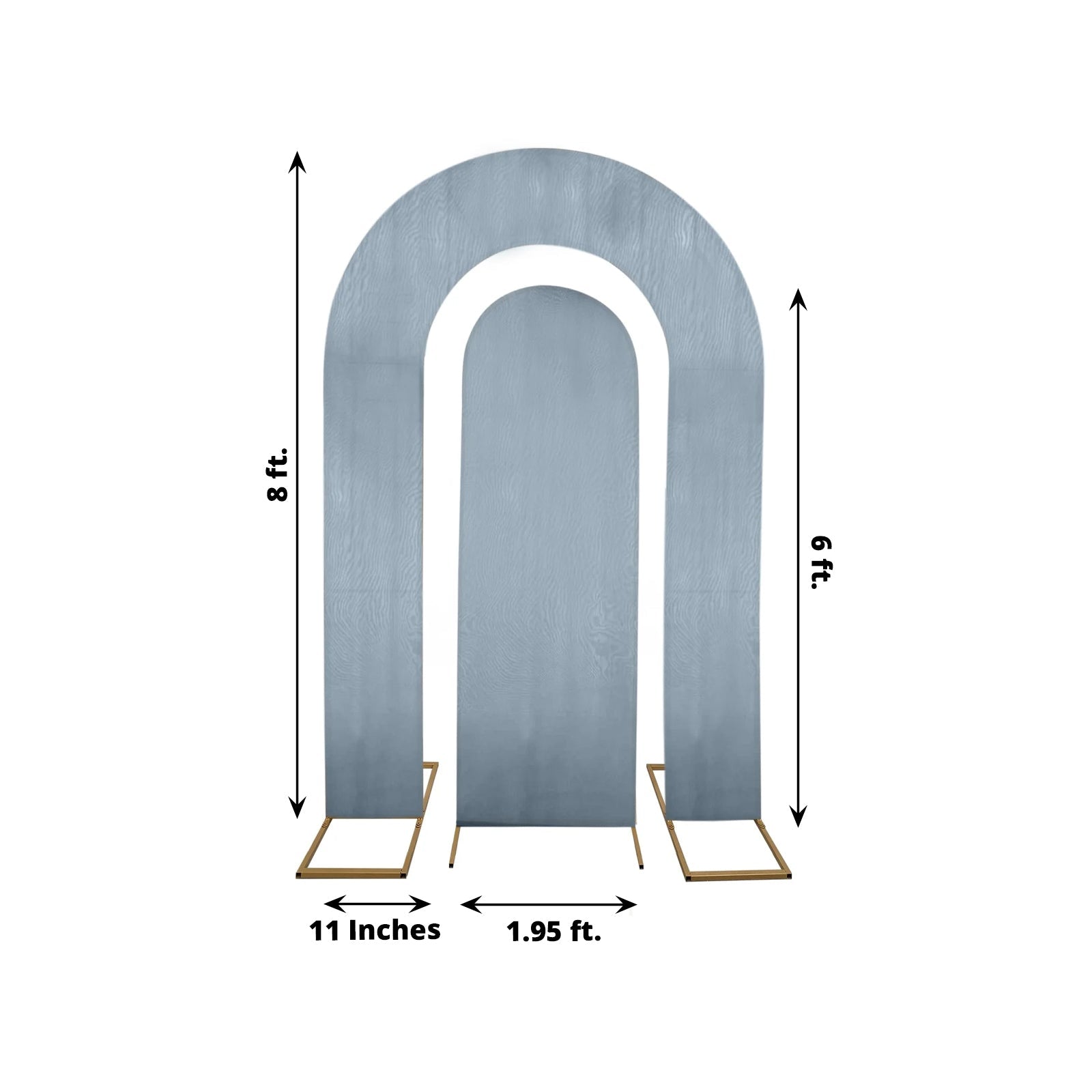 Exclusive! Set of 2 Dusty Blue Spandex Wedding Arch Covers for Round Top & Double Arch Stands - 6ft, 8ft