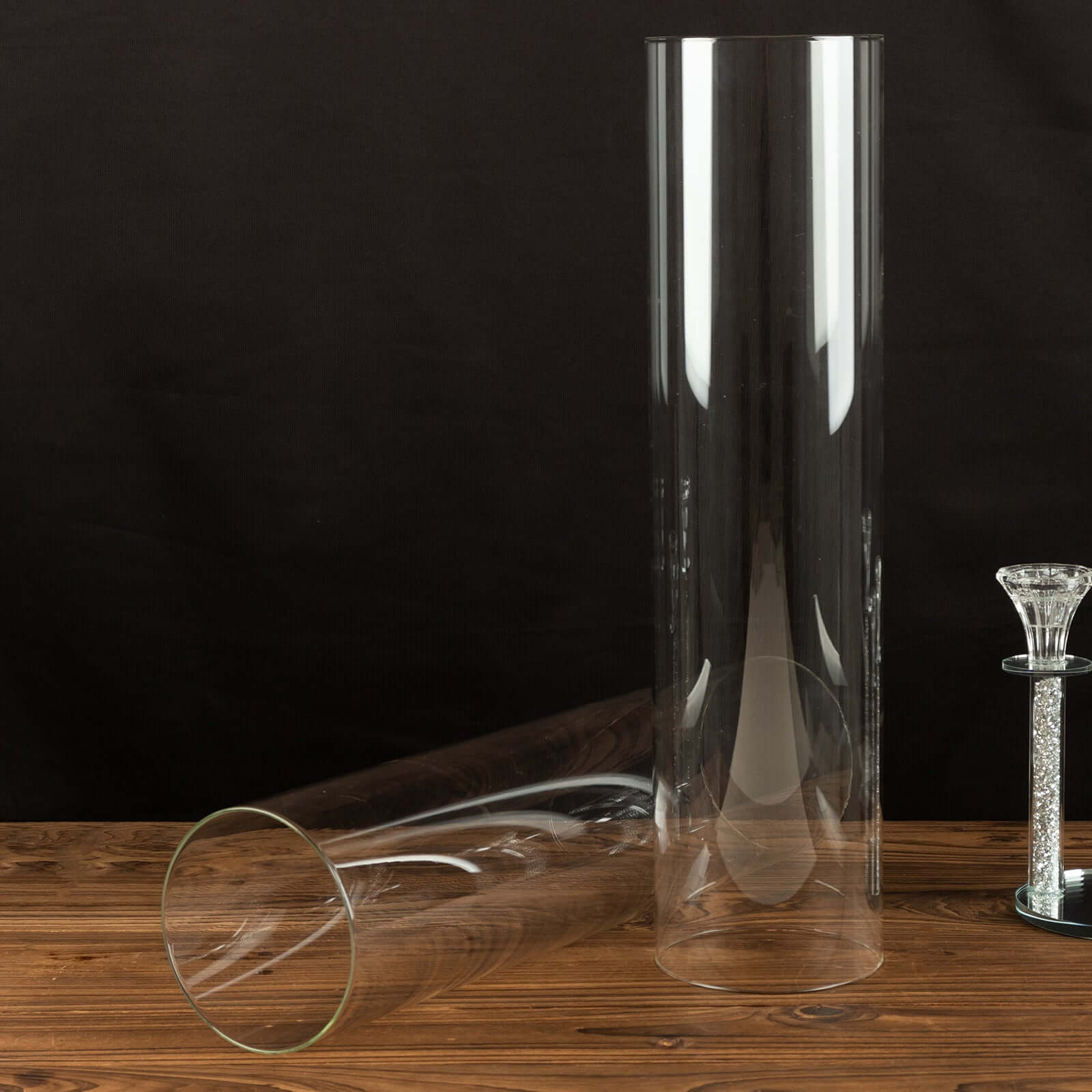 2-Piece Clear Glass Open-End Hurricane Candelabra Shades - 20-Inch Stylish Table Centerpieces