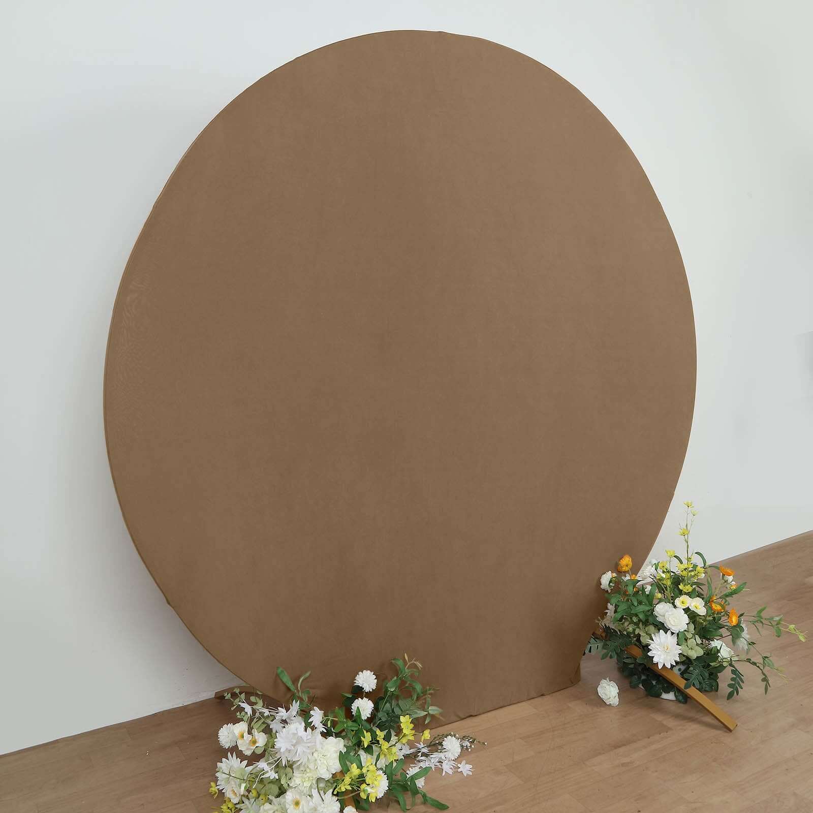 Get This 7.5ft Taupe Round Spandex Party Backdrop Stand Cover for Your Special Events