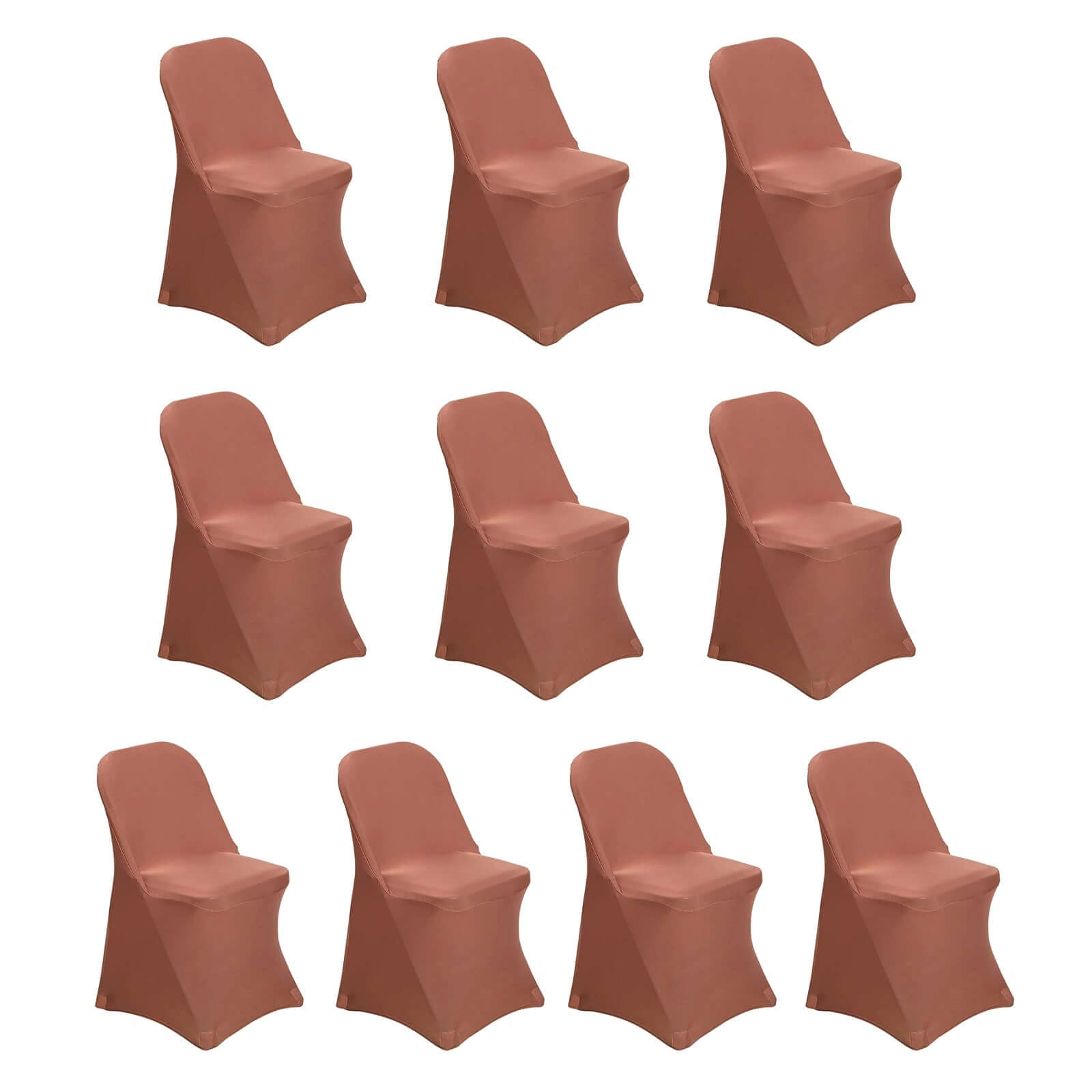 10-Pack Durable 160GSM Terracotta (Rust) Stretch Spandex Slipcovers for Folding Chairs