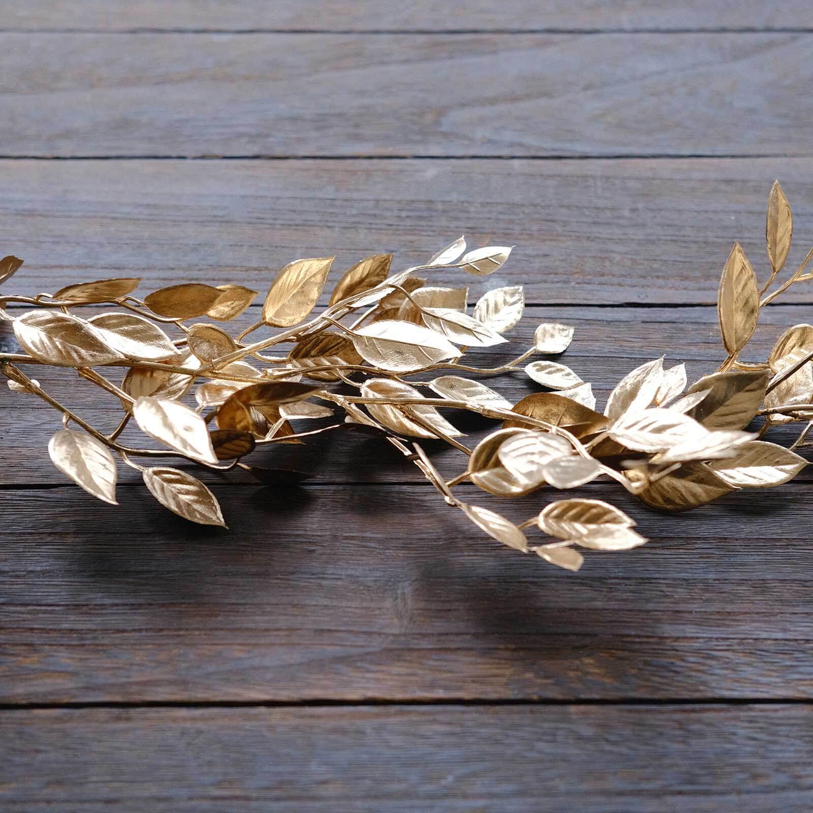 6ft Metallic Gold Artificial Magnolia Leaf Table Garland - Ideal for DIY Crafts & Decor