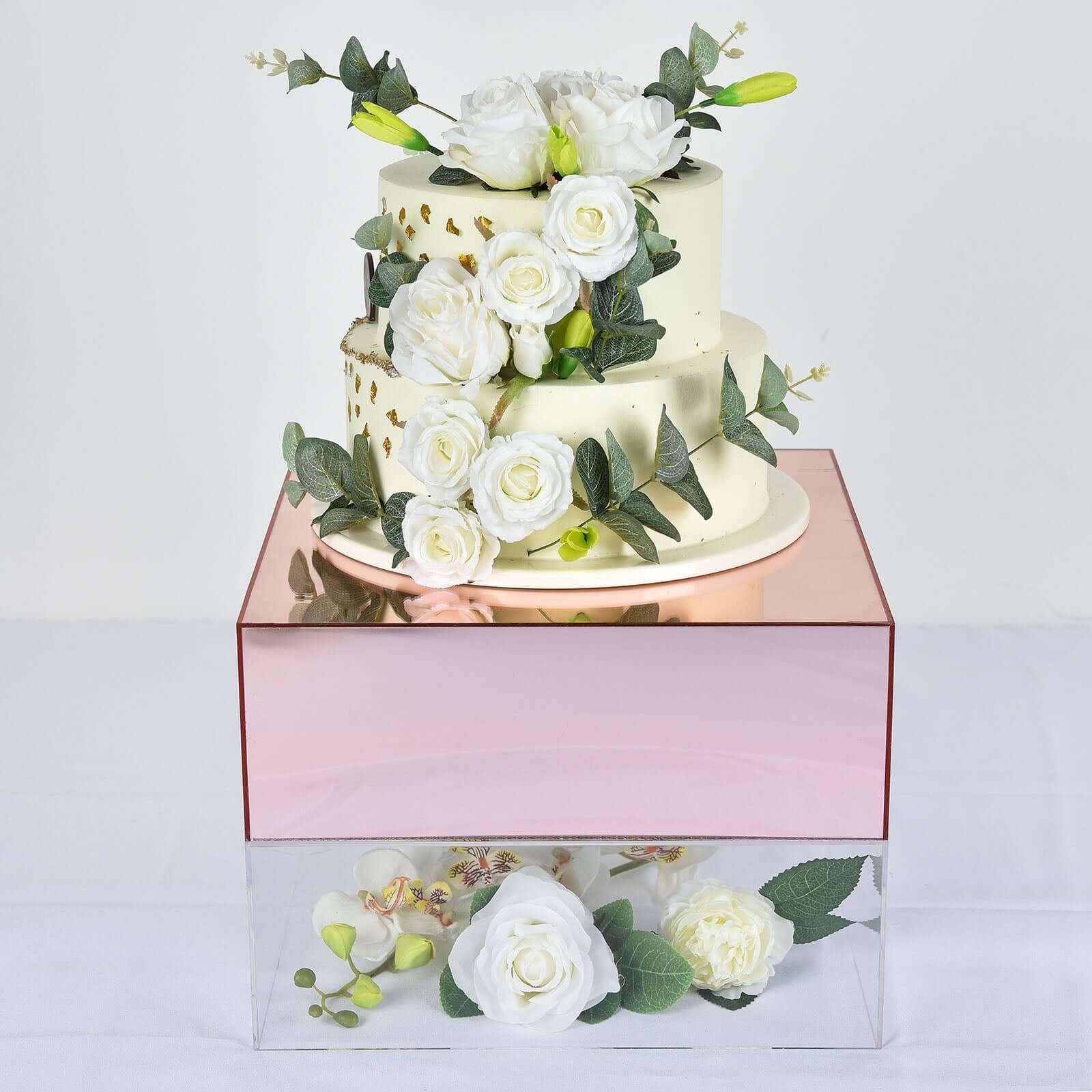 Hot Sale! 14x14 Acrylic Rose Gold Cake Box Stand for Dessert & Event Display