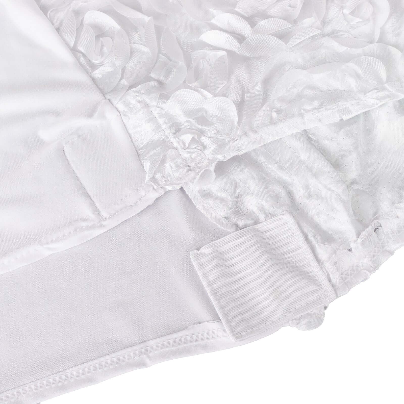 Premium White Spandex Slipcover for Folding Chairs with Satin Rosette Design - Ideal for Classy Events