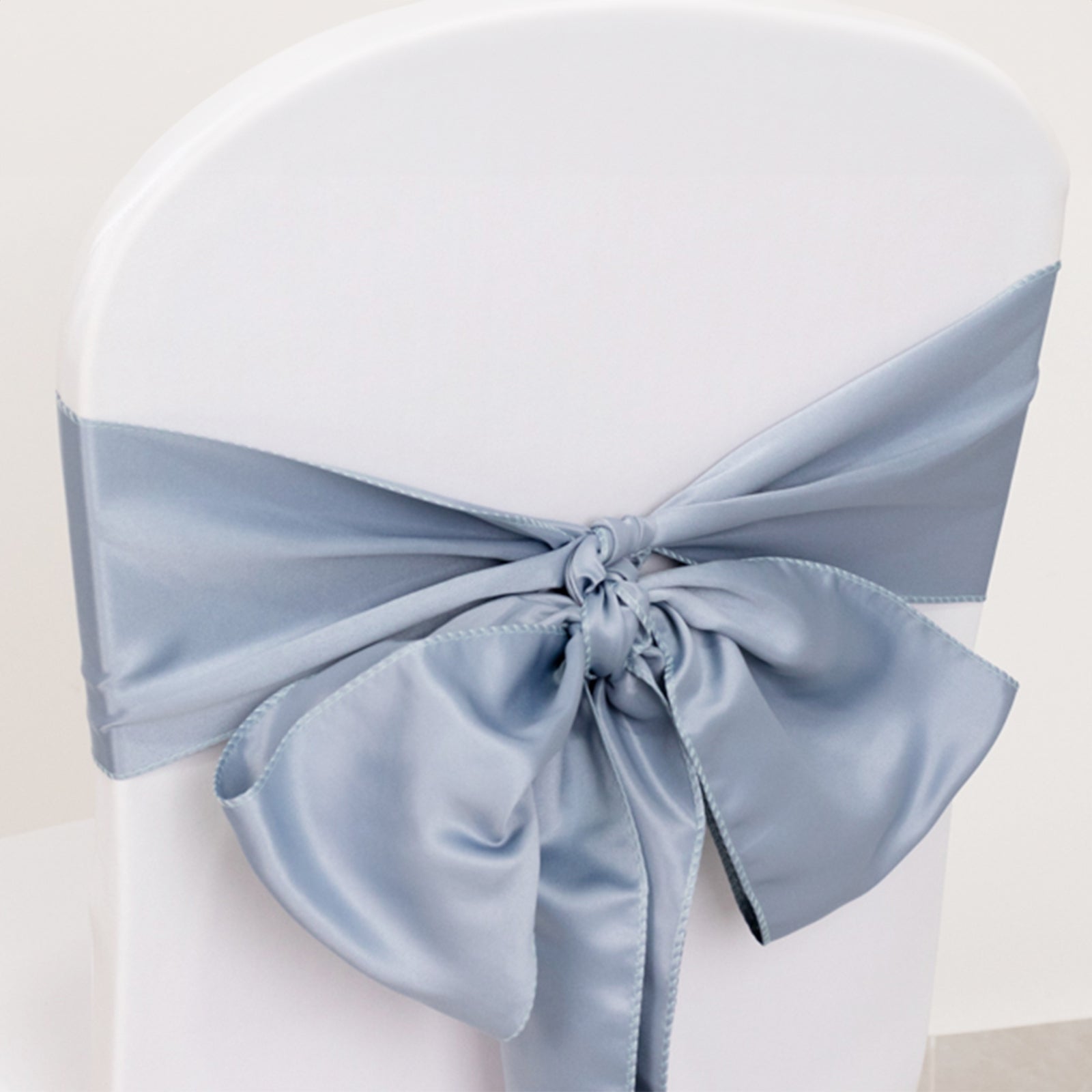 5-Piece Set of Dusty Blue Lamour Satin 6x106 Chair Sashes - Reusable Decorative Bows