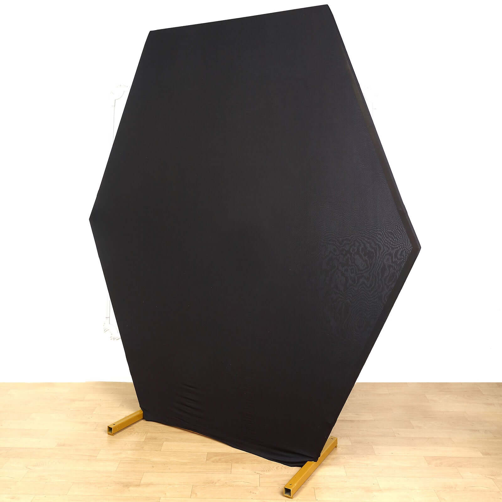 8ft x 7ft Double-Sided Black Spandex Snug-Fit Hexagon Wedding Arbor Backdrop Cover