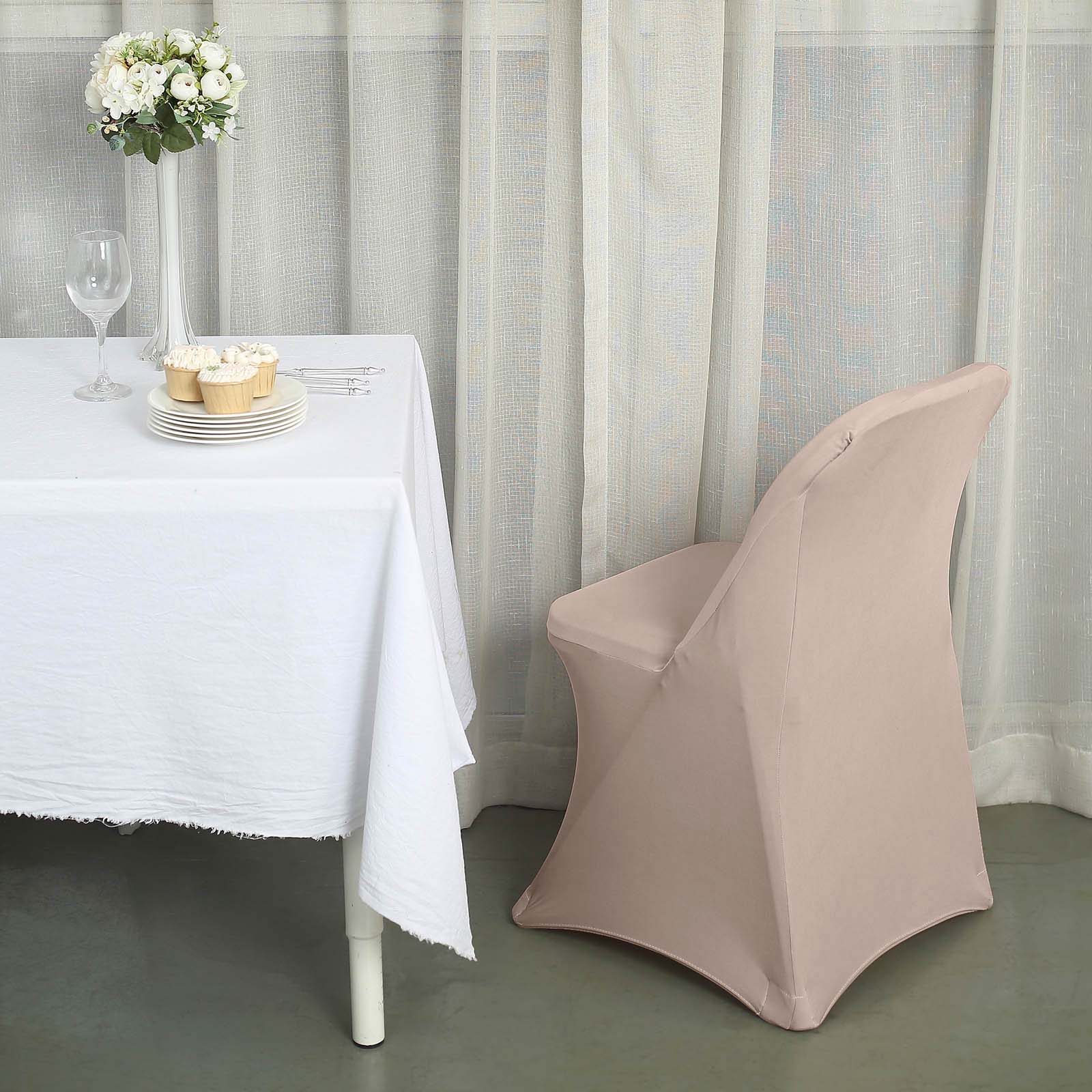 Hot Deal! Reusable & Wrinkle-Resistant 160GSM Nude Spandex Stretch Chair Cover for Folding Chairs