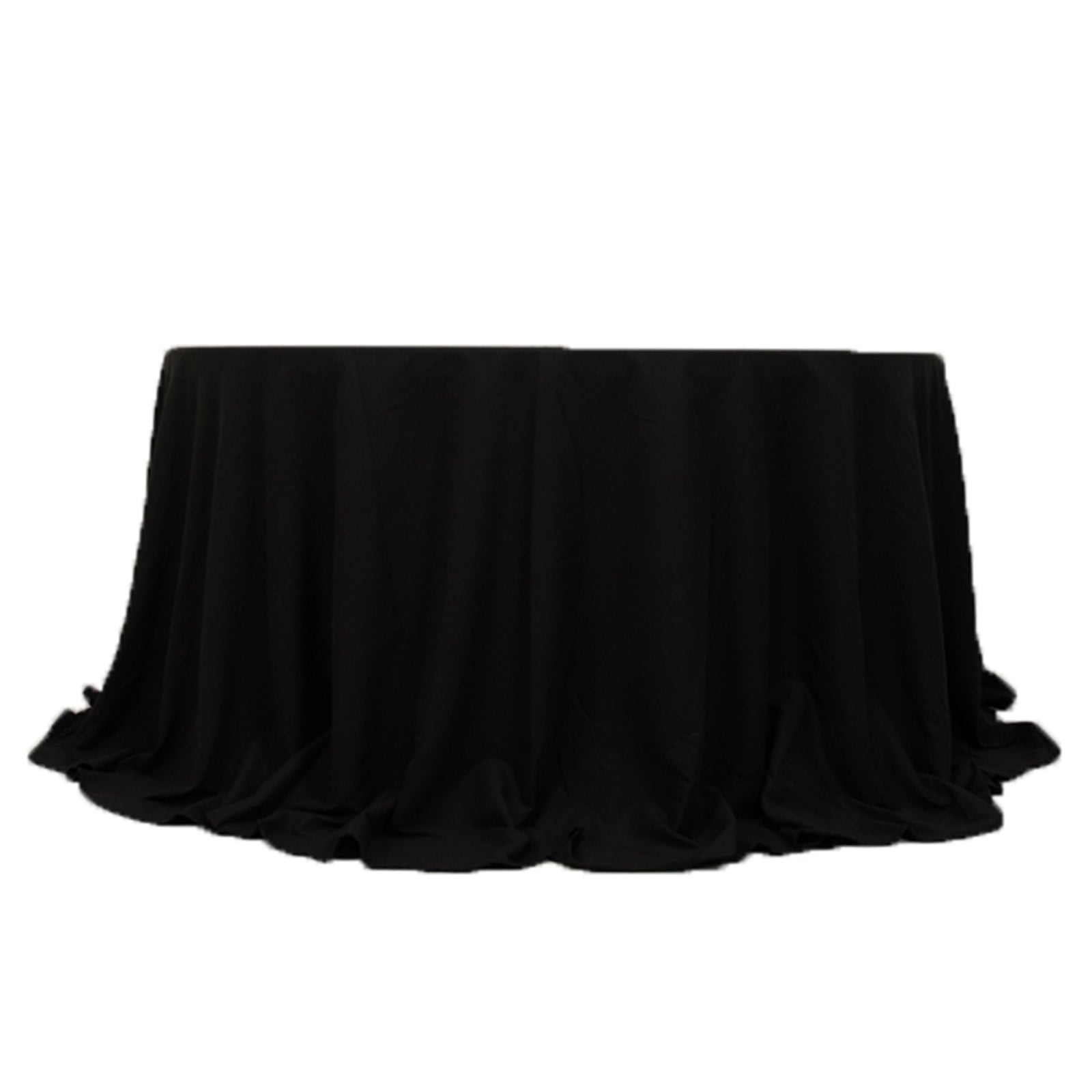 Hot! 132" Black Seamless Wrinkle-Resistant Cotton Blend Round Tablecloth