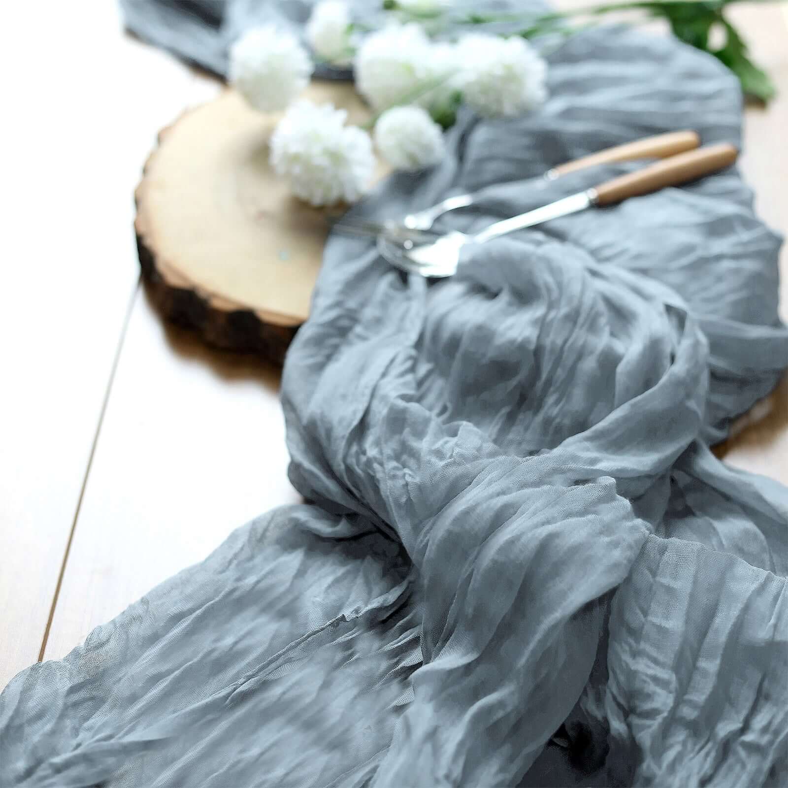 Special Offer! Rustic Boho Style Dusty Blue Gauze Cheesecloth 10ft Table Runner