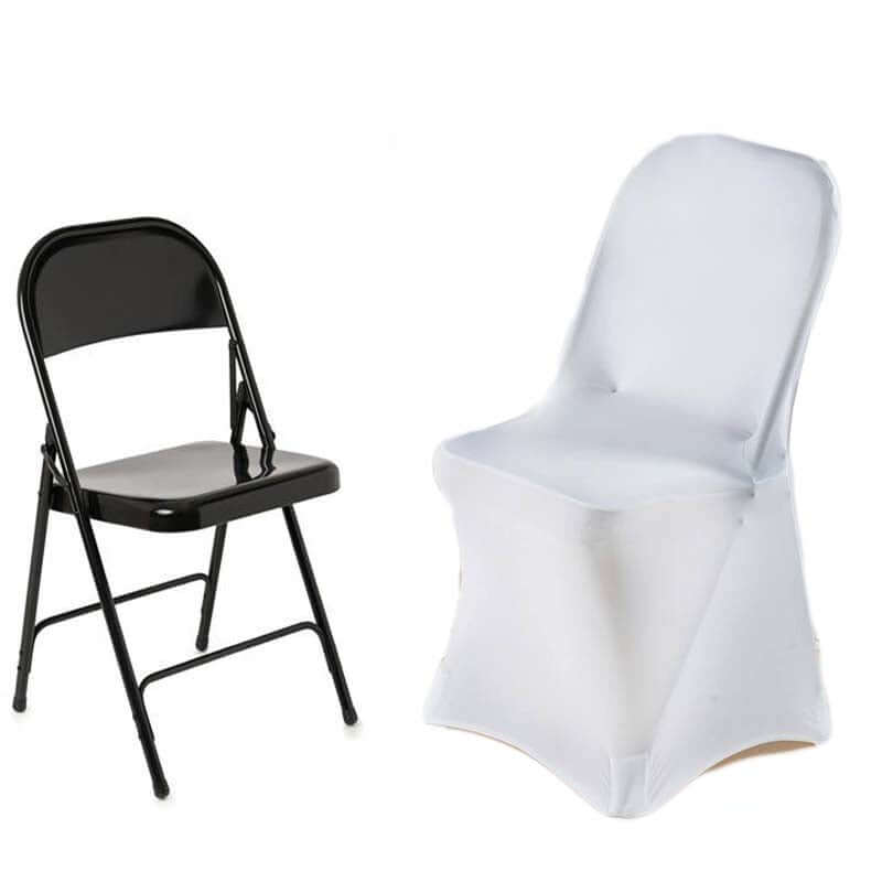 Premium White Spandex Stretch Chair Covers with Foot Pockets for Folding Chairs - Ideal for Weddings & Gatherings