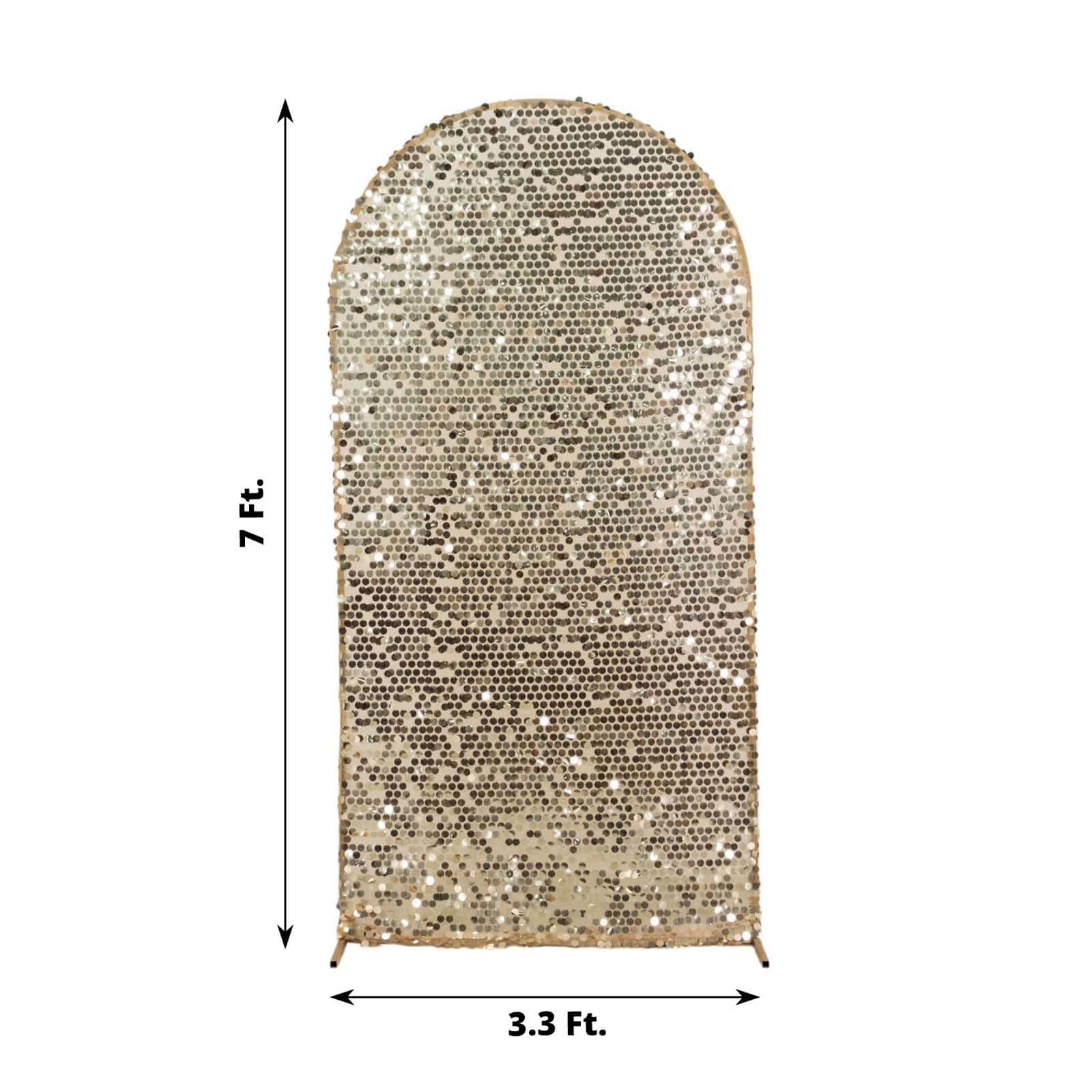 Champagne Sparkly 7ft Sequin Fitted Cover for Round Top Wedding Arch - Perfect Decoration!