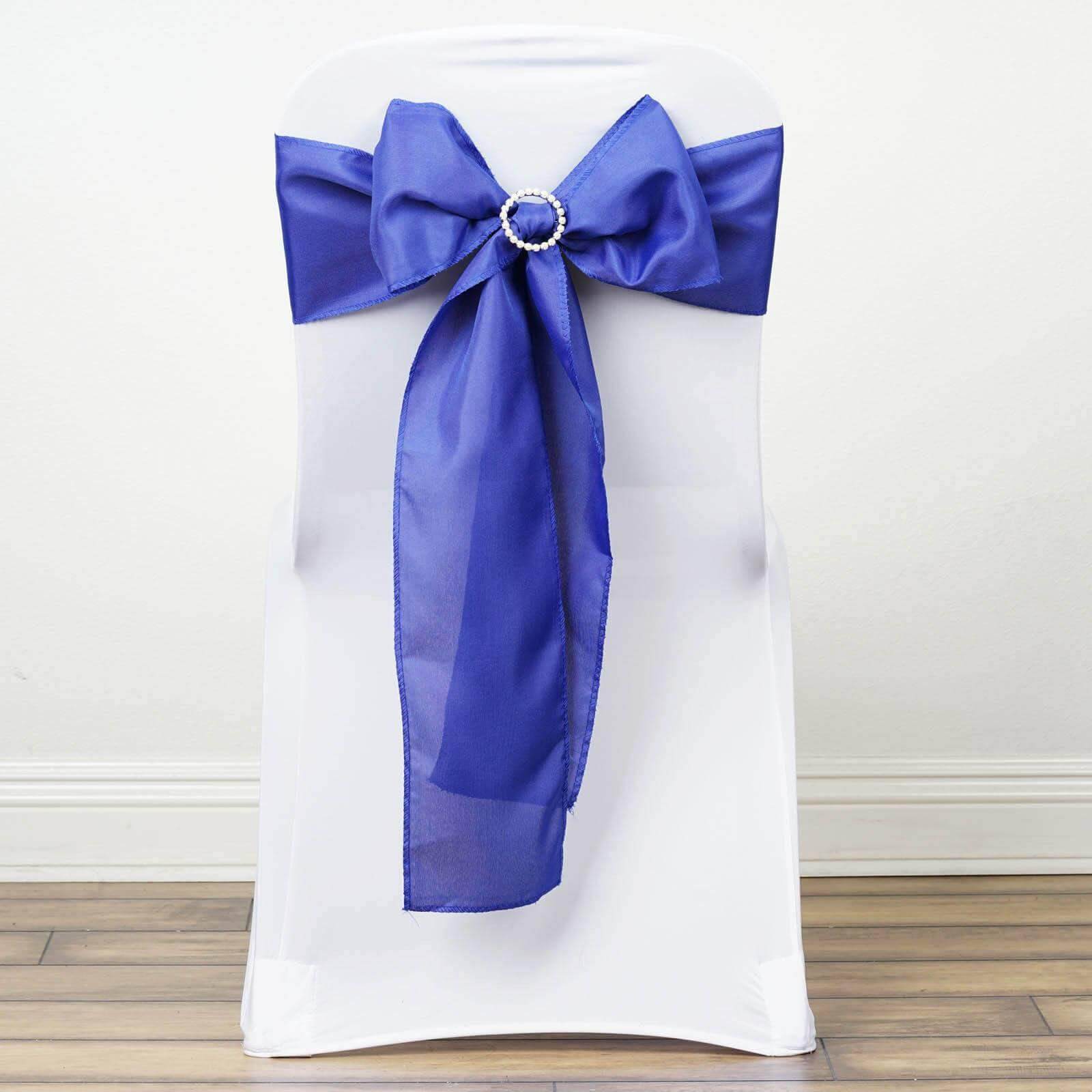 Set of 5 Royal Blue Polyester Chair Sashes, 6x108 Inches