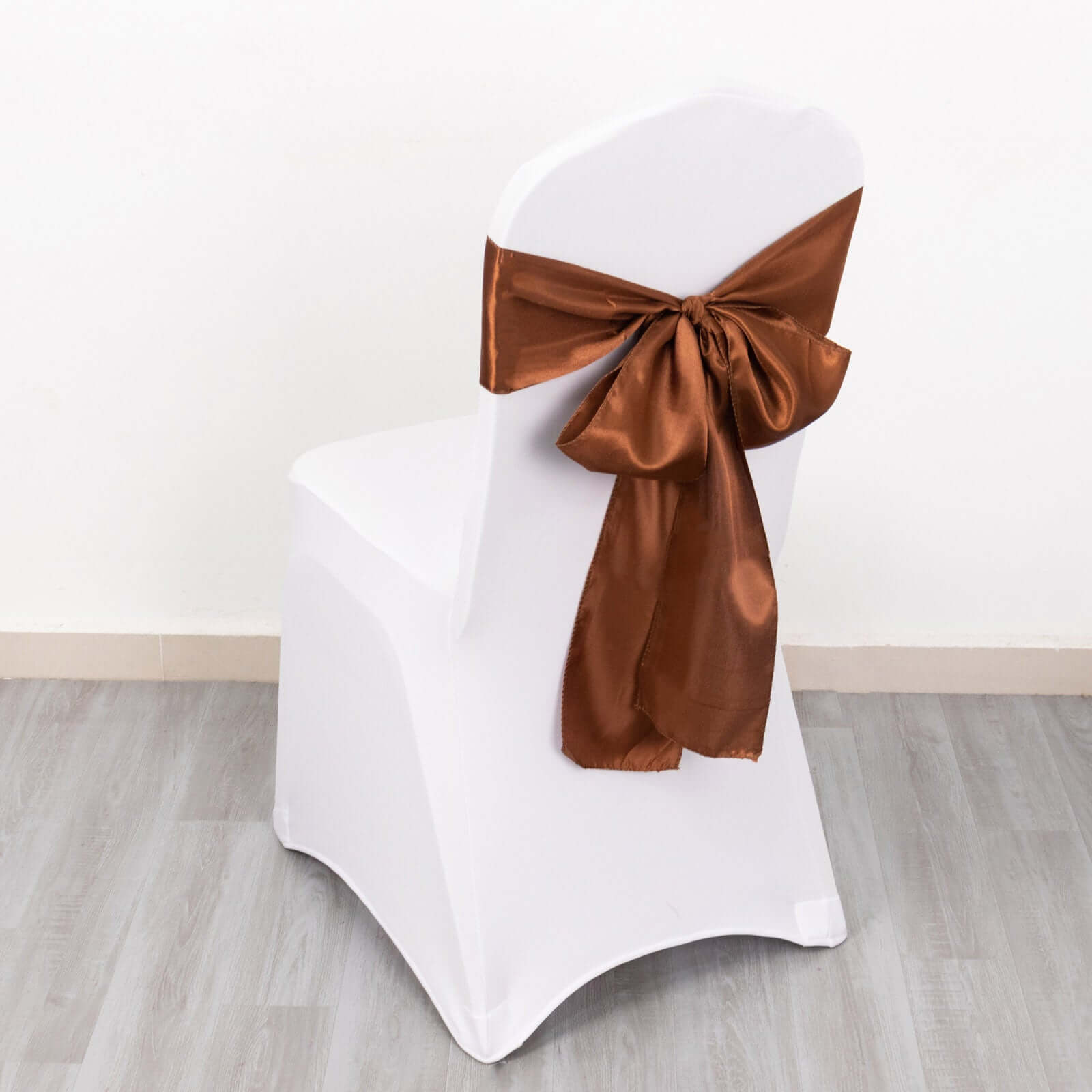 Hot Sale! 5-Piece Set of Cinnamon Brown Satin Chair Sashes with Shiny Finish (6x106)