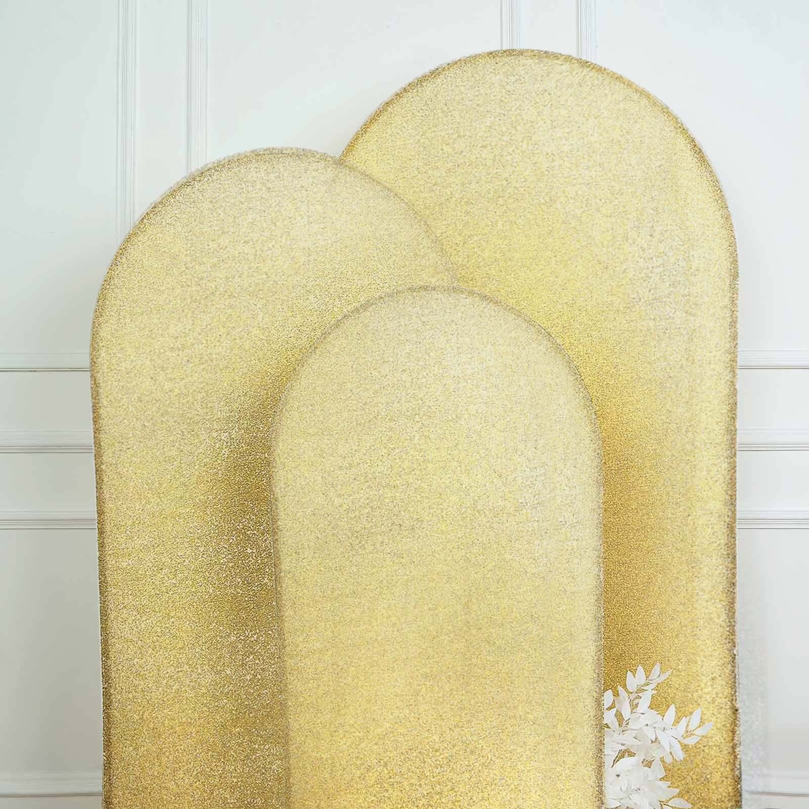 5ft Champagne Shimmer Tinsel Spandex Backdrop Cover for Fitted Round - Top Wedding Arch