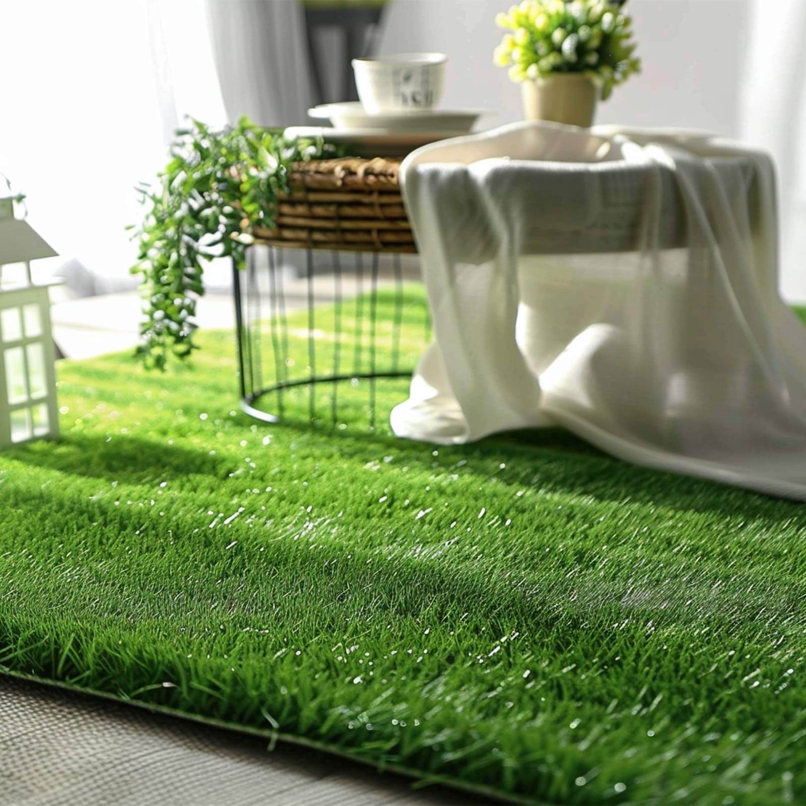 5ftx3ft Green Synthetic Artificial Grass Rug for Indoor & Outdoor Landscape