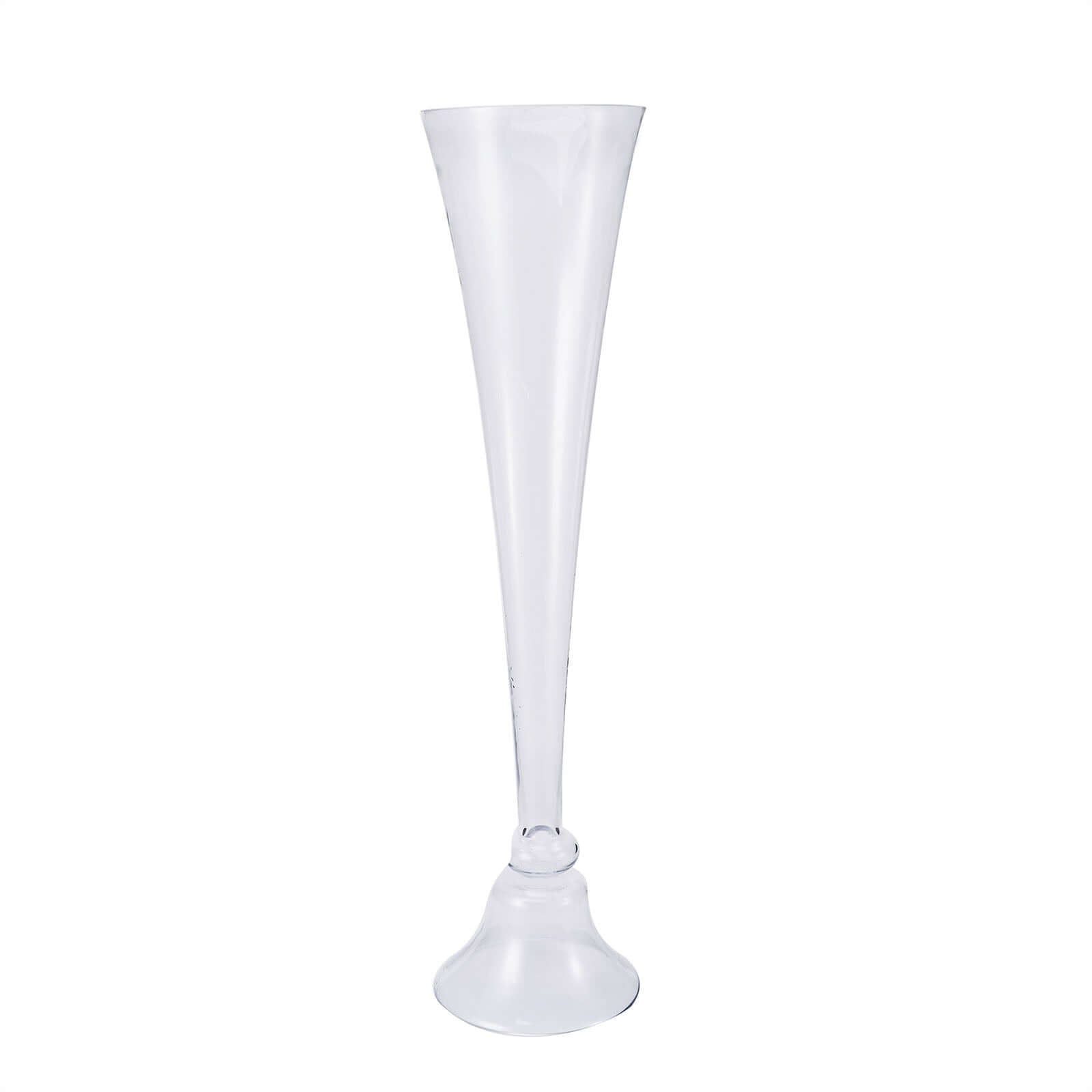 40-Inch Clear Reversible Hand-Crafted Glass Trumpet Floor Vase for Event Decor