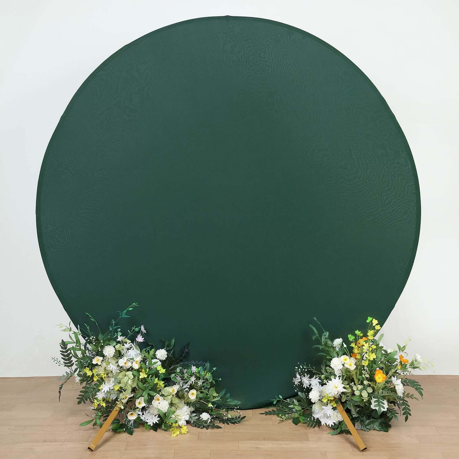 Get This 7.5ft Double - Sided Matte Hunter Emerald Green Spandex Round Party Backdrop Cover Now