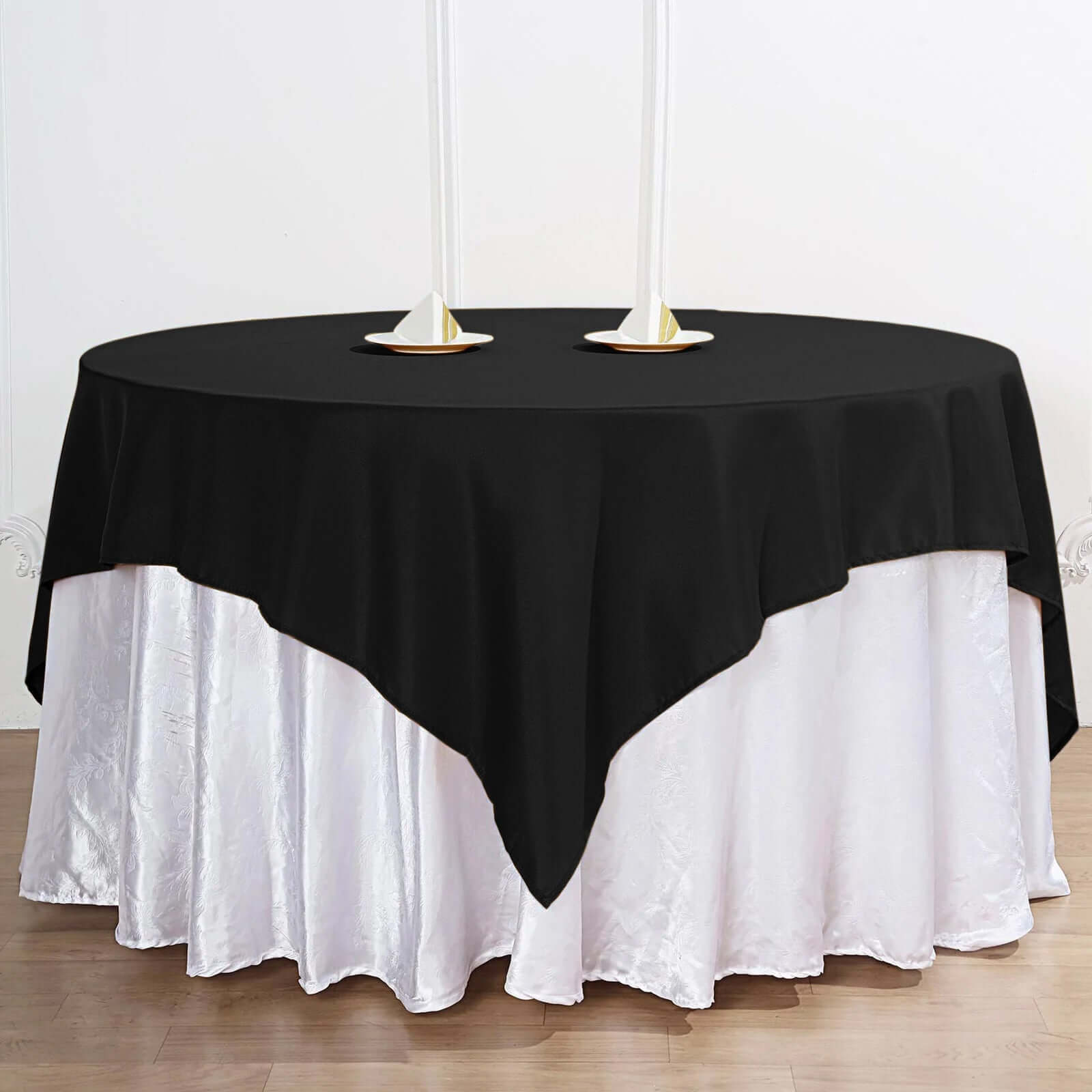 Hot! 70x70 Black 220GSM Wrinkle-Resistant Premium Polyester Square Tablecloth
