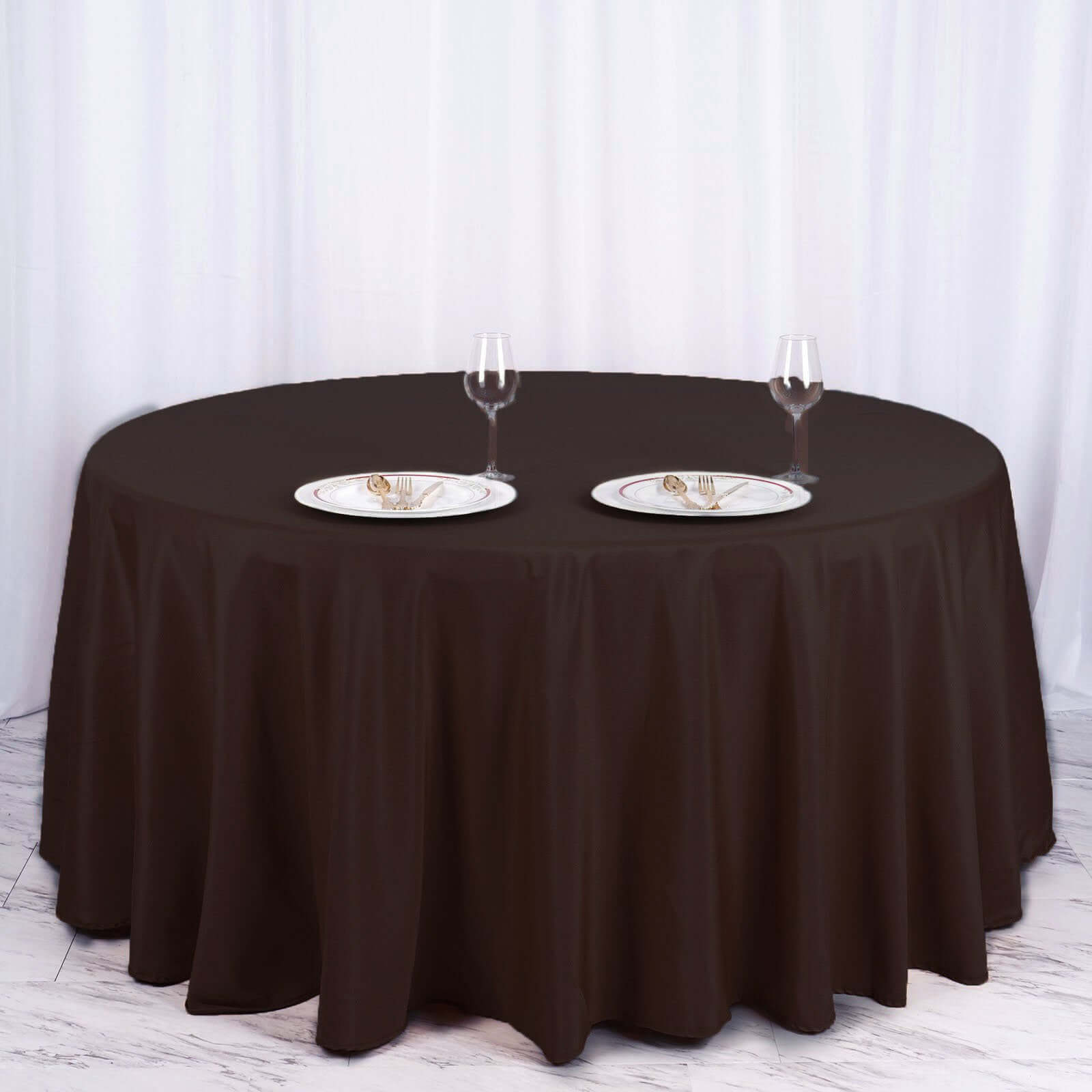 Chocolate 120-Inch Seamless Wrinkle-Resistant Polyester Round Tablecloth