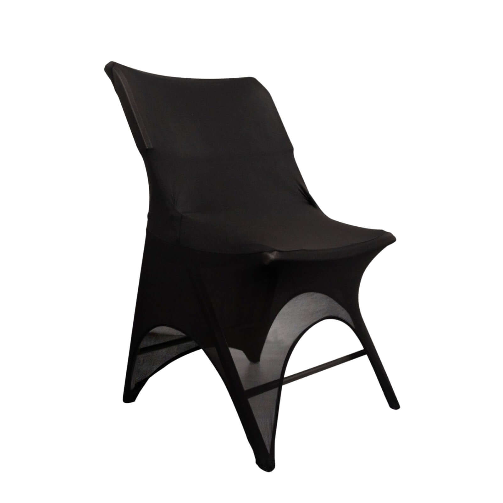 Black Premium Stretch Spandex Slipcover for Folding Chairs - 3-Way Open Arch, 160GSM with Reinforced Foot Pockets