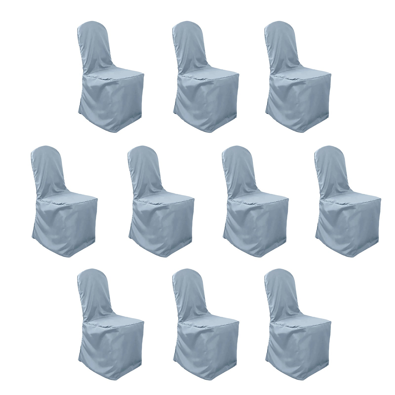 10-Pack Stain-Resistant Reusable Dusty Blue Polyester Slip-On Chair Covers for Banquets