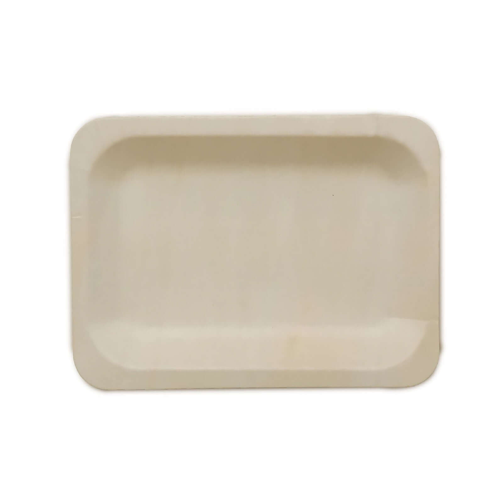 25-Pack Natural Birchwood 5x8 Rectangle Disposable Dessert Plates - Ideal for Special Events