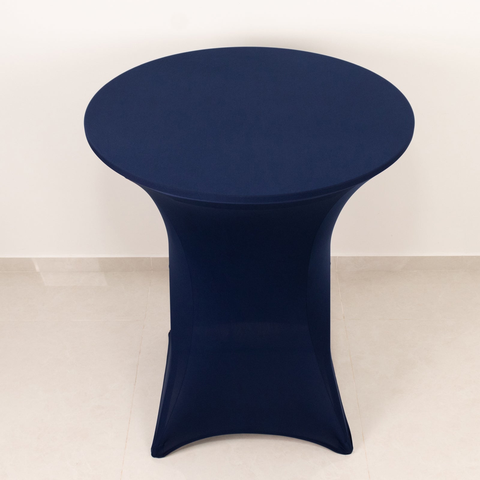 Navy Blue Spandex Stretch Fitted Cocktail Table Cover - Easy to Maintain, 33-36 Round