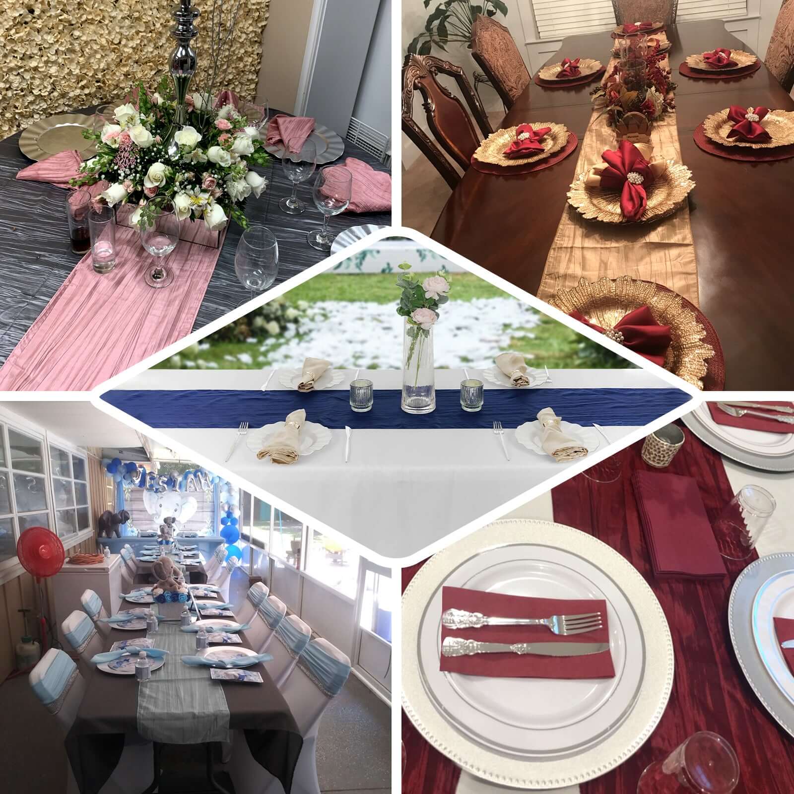 Exclusive Gold Taffeta 12x108 Table Runner with Accordion Crinkle for Modern Gatherings